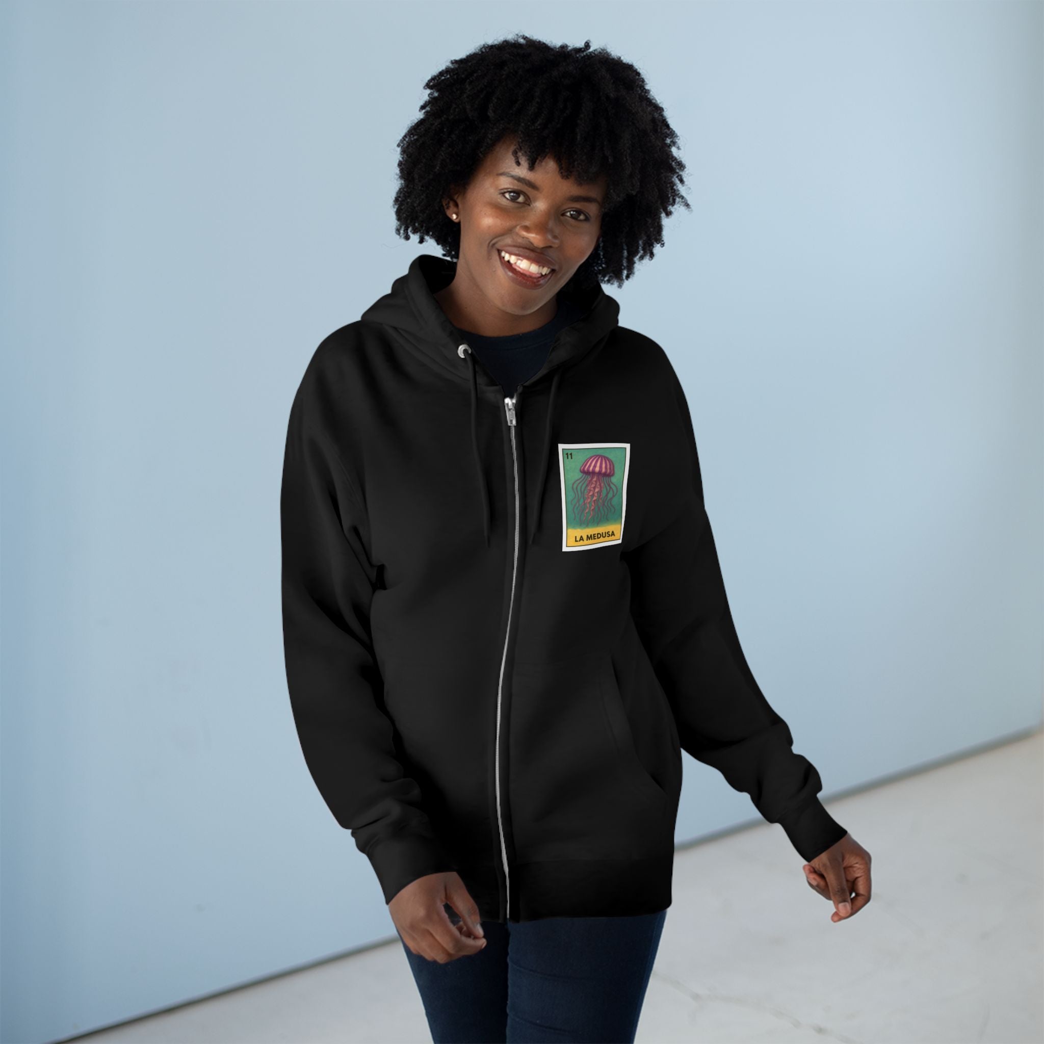 Sea Jelly Lotería Unisex - Zip Cotton Blend Fleece Hoodie (La Medusa)