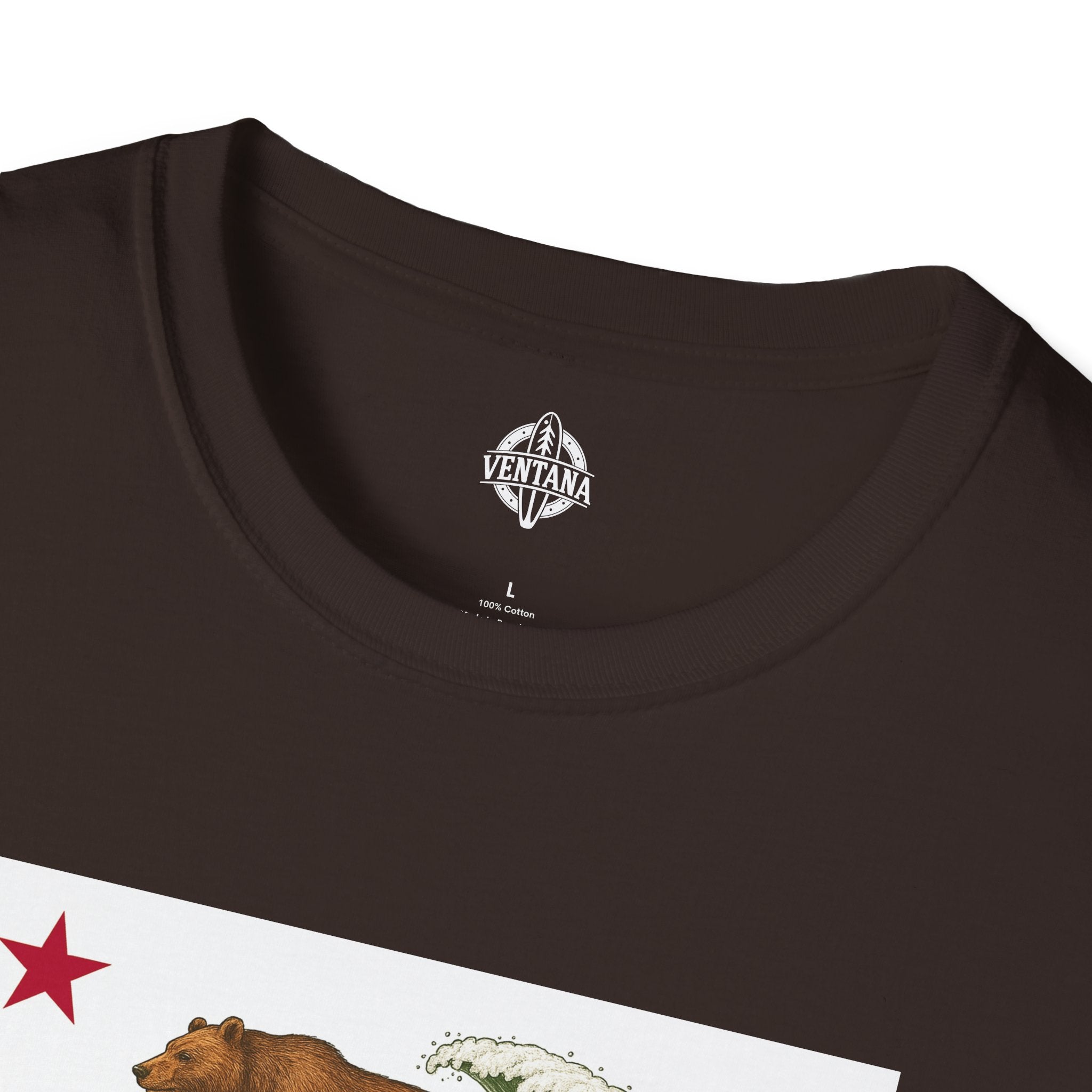 California Surfing Bear Flag Unisex - Soft Style U.S. Cotton T-Shirt