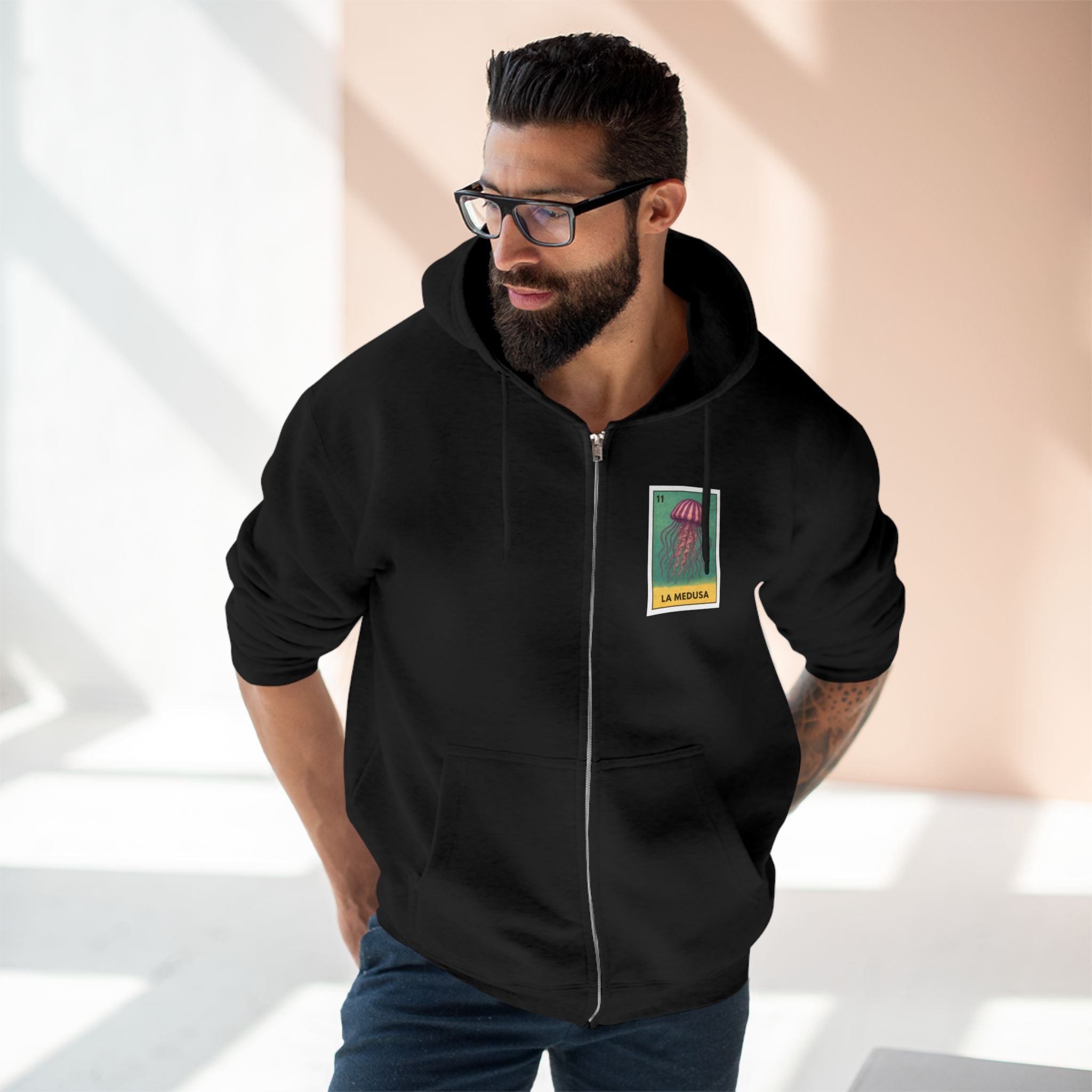 Sea Jelly Lotería Unisex - Zip Cotton Blend Fleece Hoodie (La Medusa)