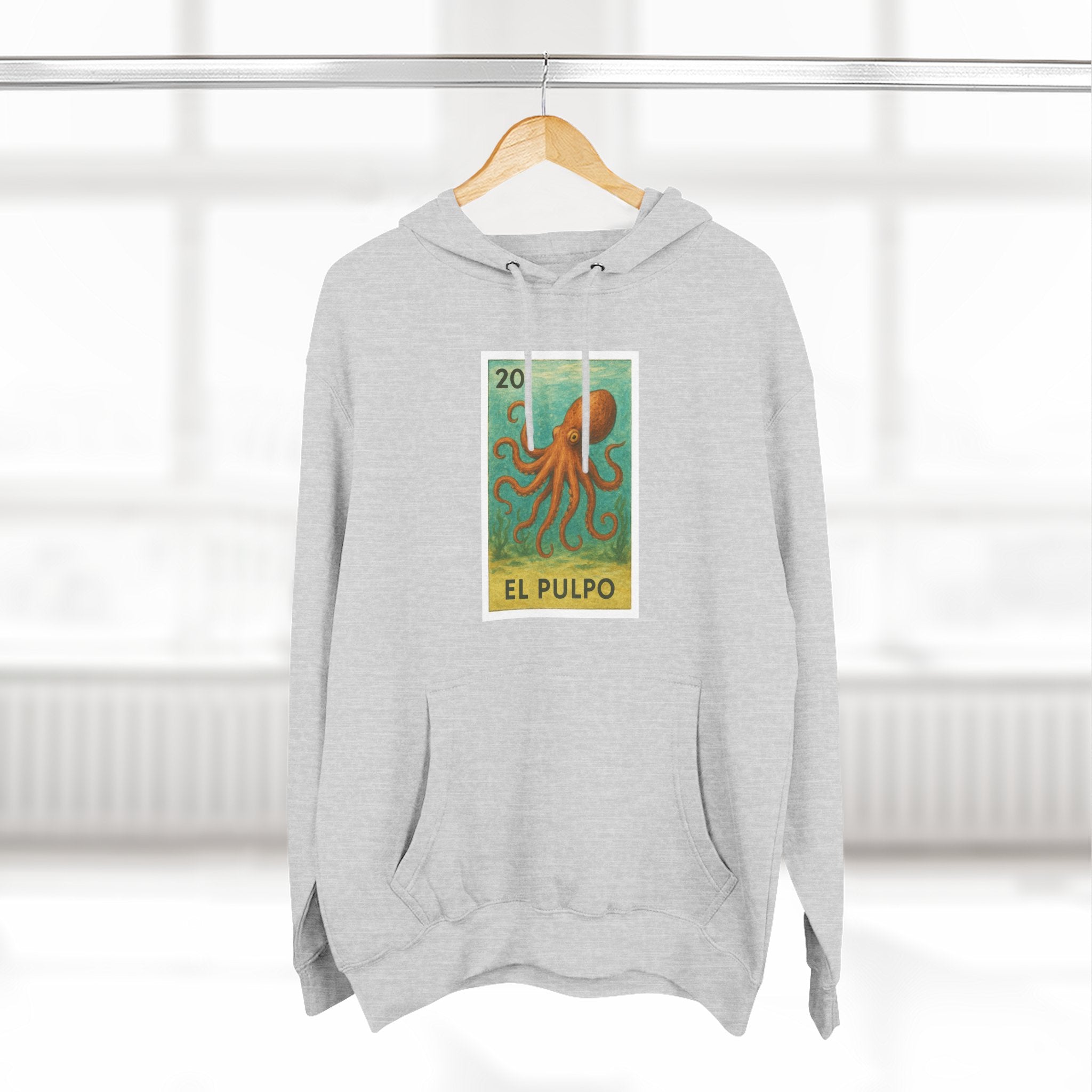 Octopus Lotería Unisex - Pull-Over Cotton Blend Fleece Hoodie (El Pulpo)