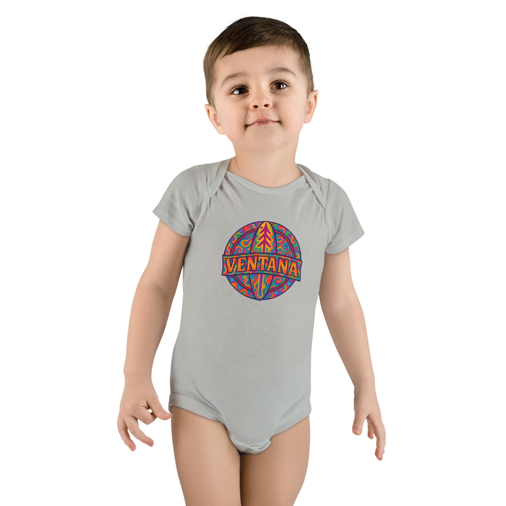 Ventana Psychedelic Treefish Logo - Baby Short Sleeve 100% Cotton Onesie