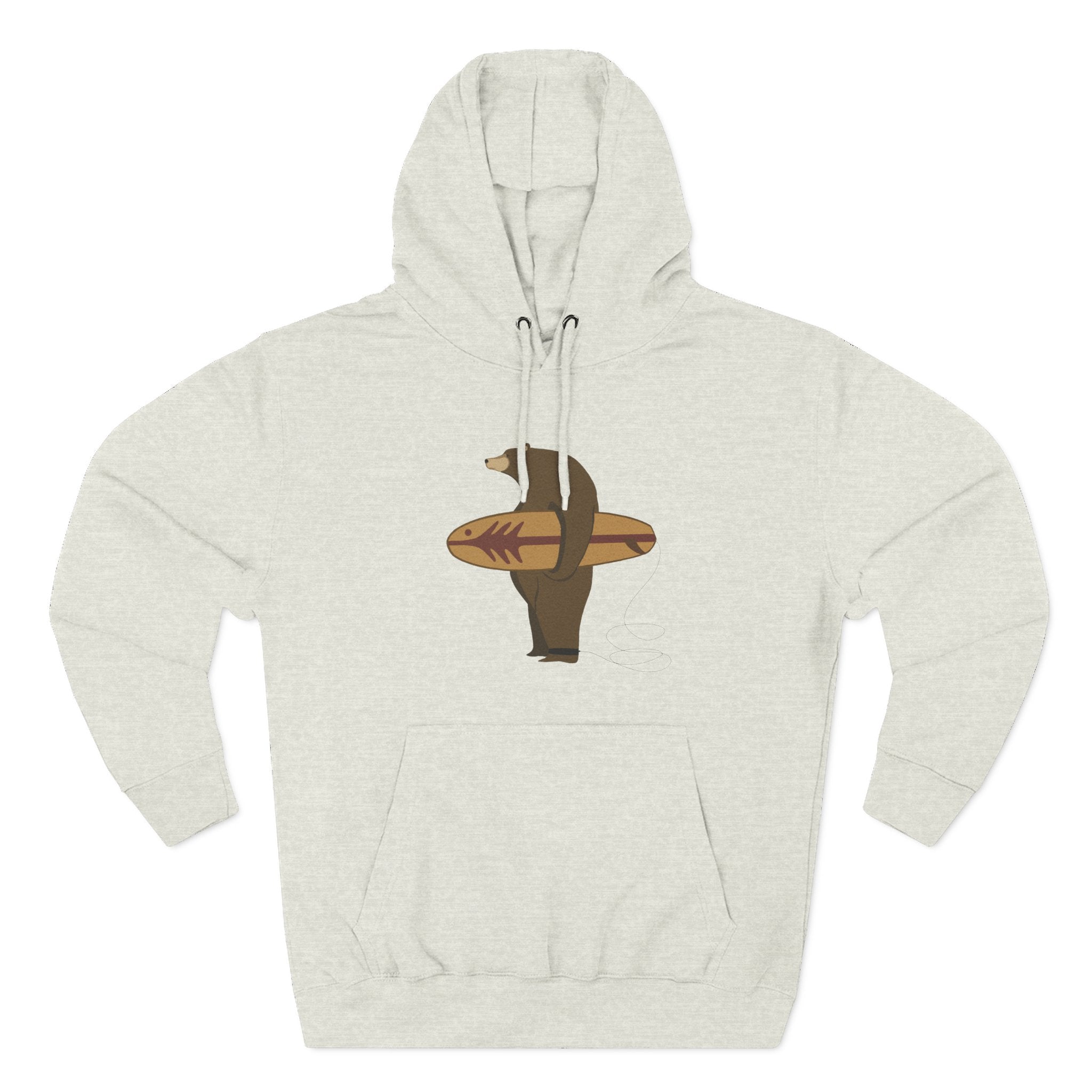 Surfing Grizzly Bear by Fabian Lavater Unisex - Pull-Over Cotton Blend Fleece Hoodie
