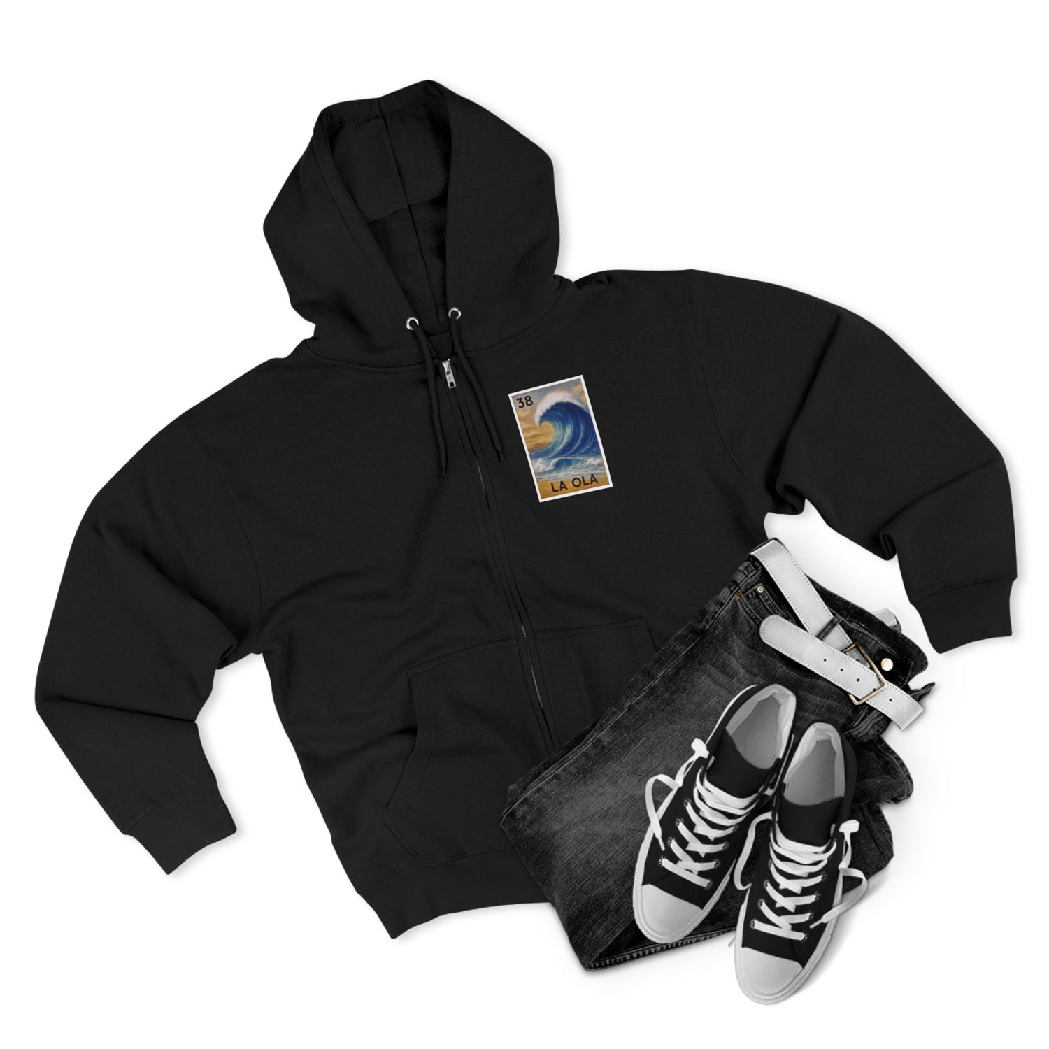 Wave Lotería Unisex - Zip Cotton Blend Fleece Hoodie (La Ola)
