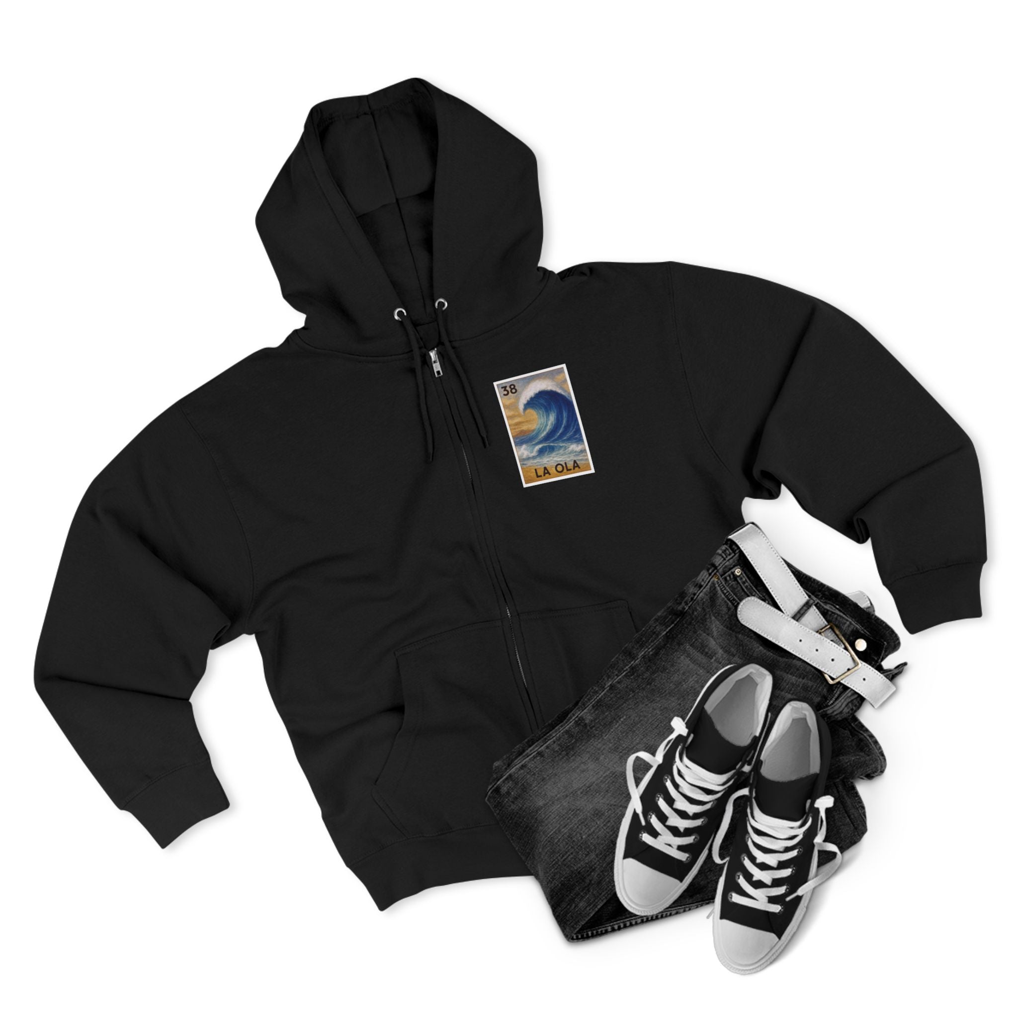 Wave Lotería Unisex - Zip Cotton Blend Fleece Hoodie (La Ola)