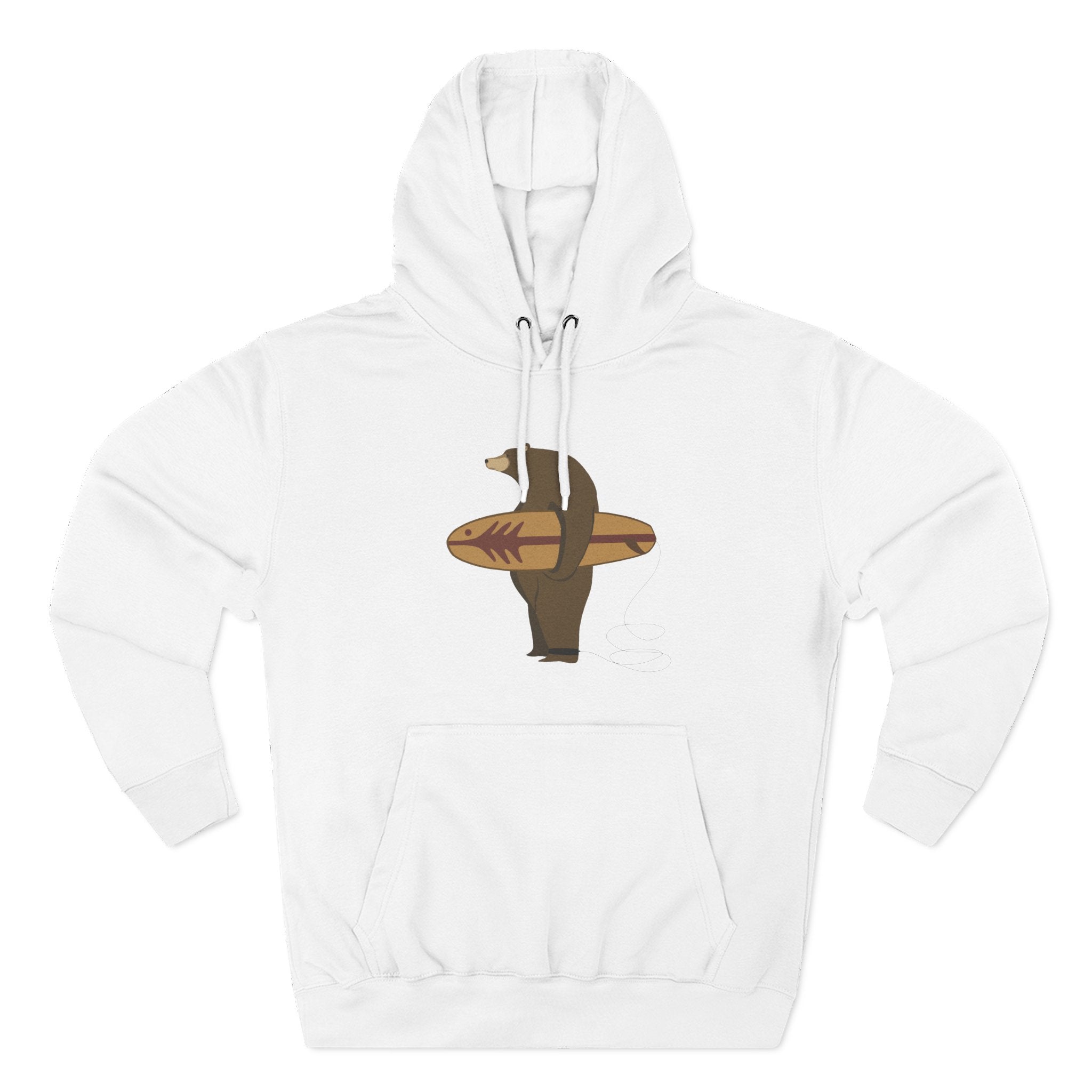 Surfing Grizzly Bear by Fabian Lavater Unisex - Pull-Over Cotton Blend Fleece Hoodie