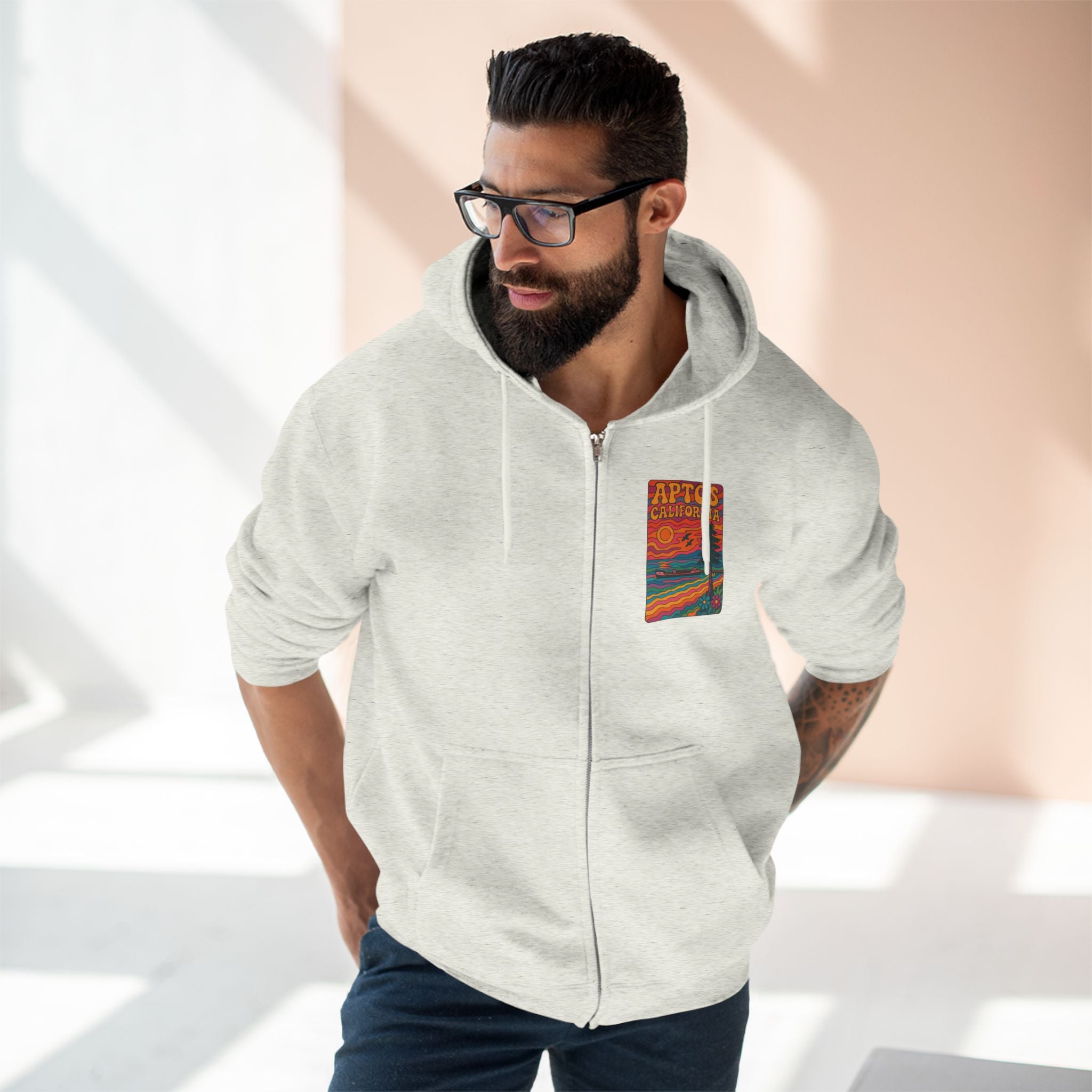 Aptos California Psychedelic Unisex - Zip Cotton Blend Fleece Hoodie