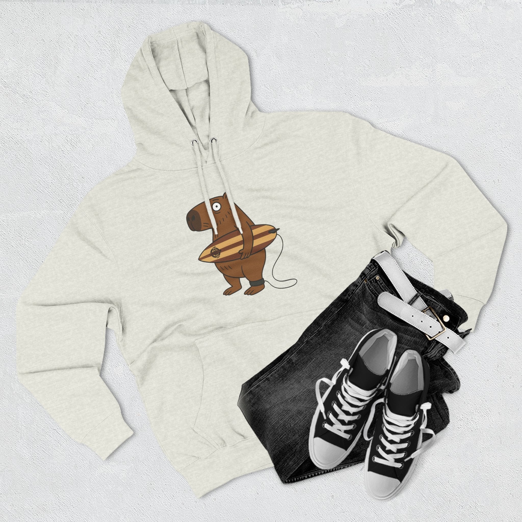 Capybara Surfer Unisex - Pull-Over Cotton Blend Fleece Hoodie