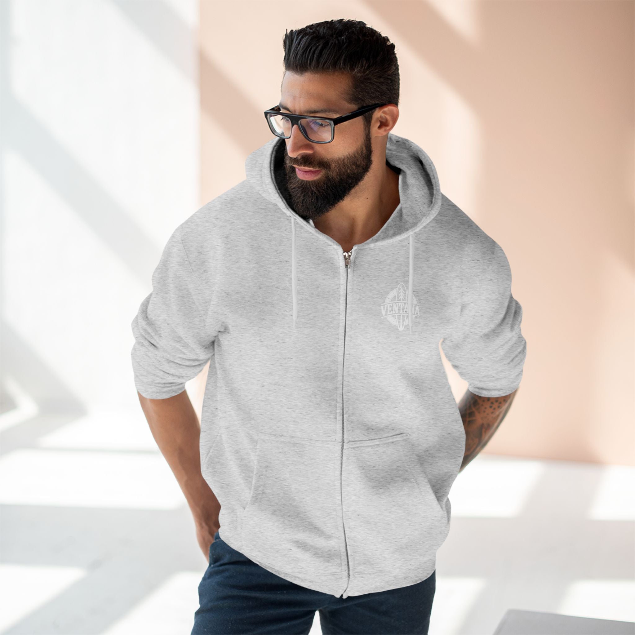 Ventana Treefish Logo Unisex - Zip Cotton Blend Fleece Hoodie