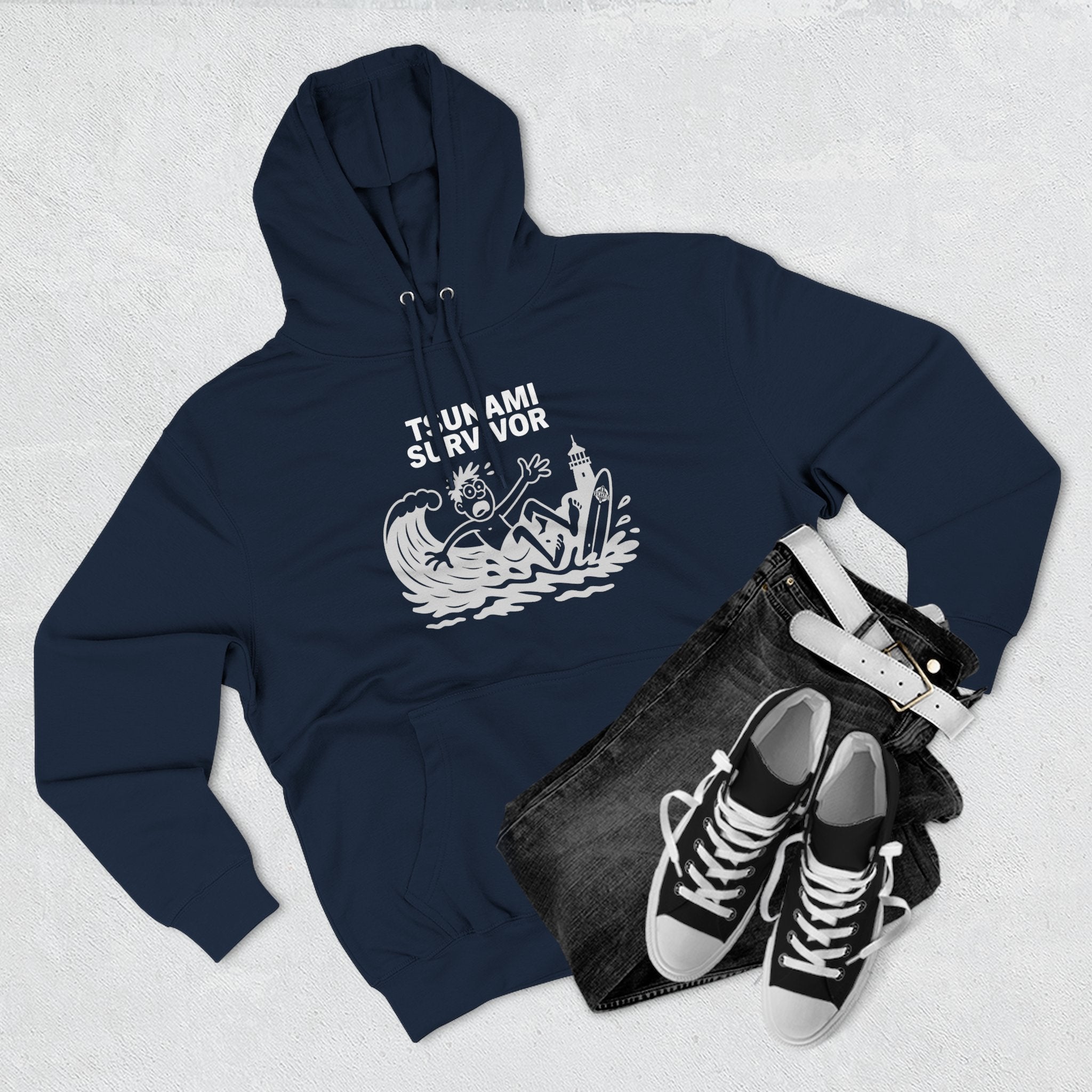 Tsunami Survivor Unisex - Pull-Over Cotton Blend Fleece Hoodie