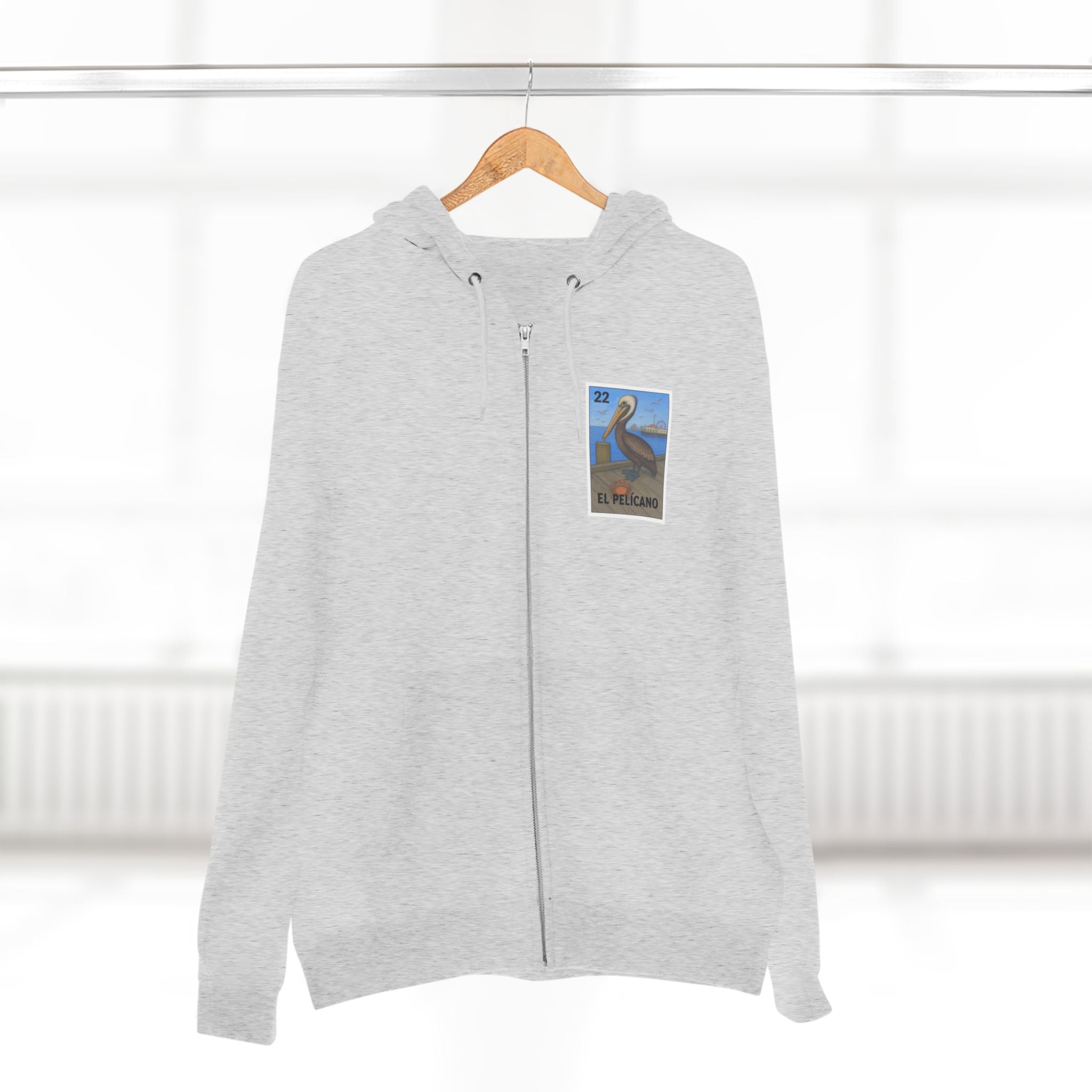 Pelican Lotería Unisex - Zip Cotton Blend Fleece Hoodie (El Pelícano)