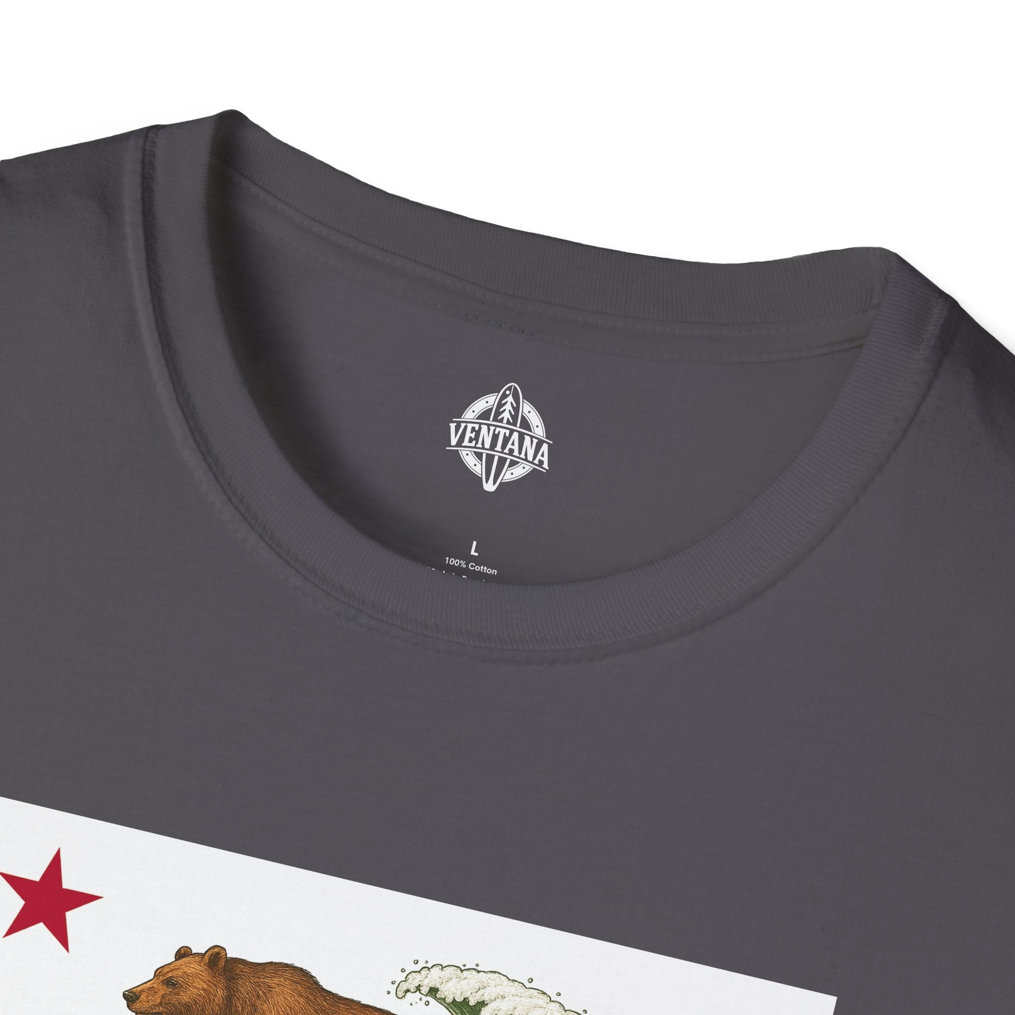 California Surfing Bear Flag Unisex - Soft Style U.S. Cotton T-Shirt
