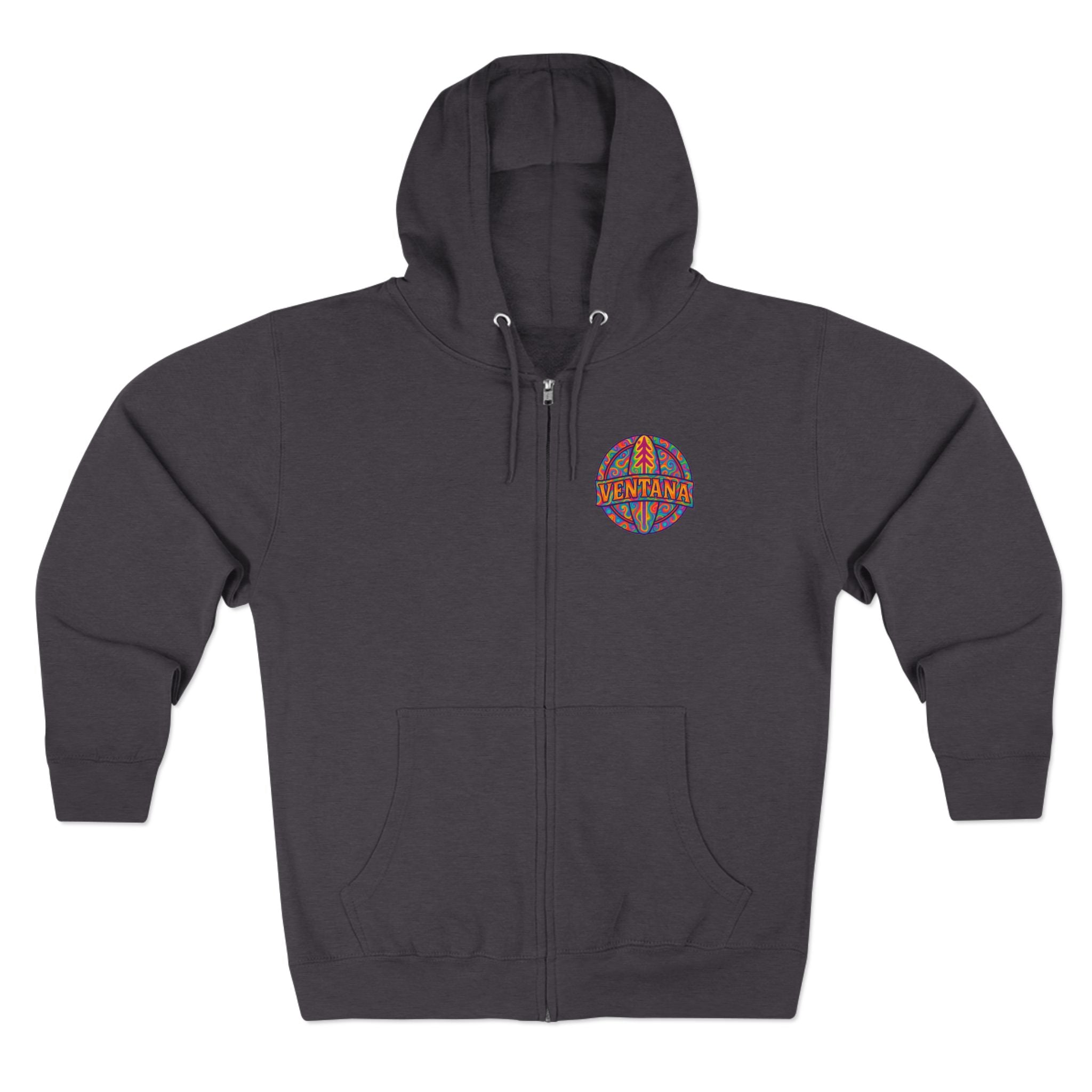 Ventana Psychedelic Treefish Logo Unisex - Zip Cotton Blend Fleece Hoodie
