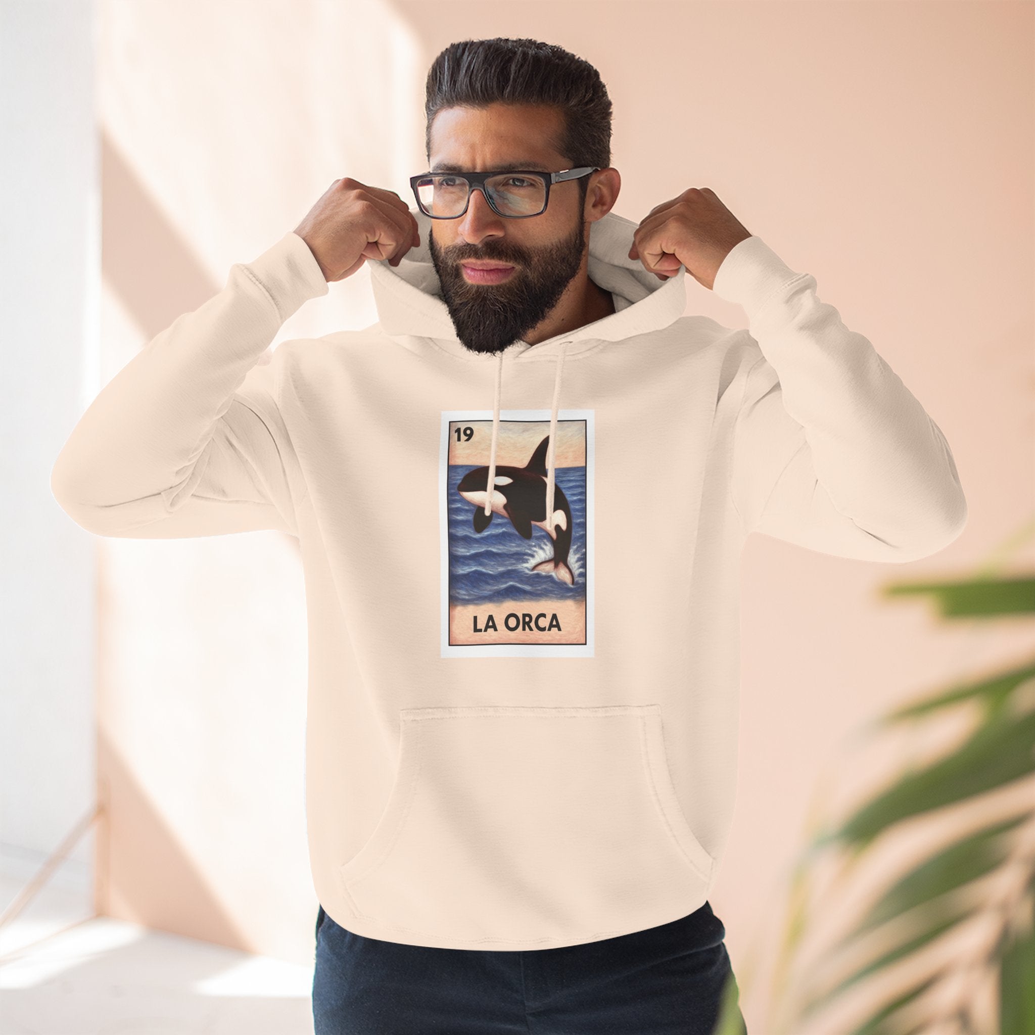 Orca Lotería Unisex - Pull-Over Cotton Blend Fleece Hoodie (La Orca)