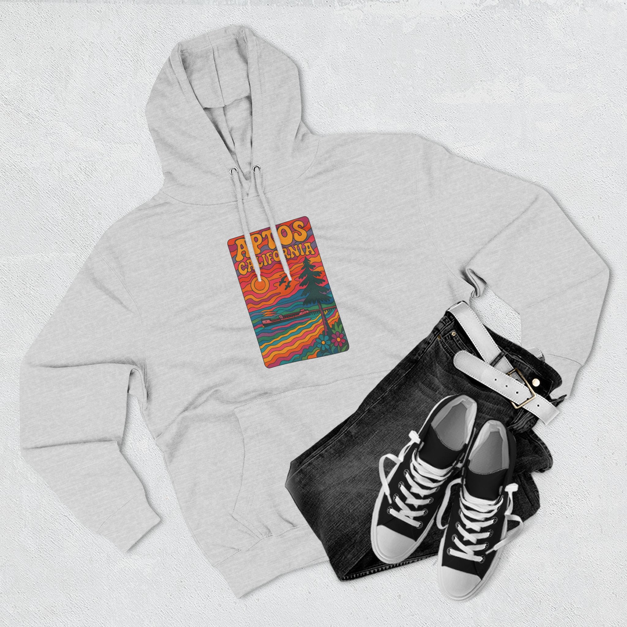 Aptos California Psychedelic Unisex - Pull-Over Cotton Blend Fleece Hoodie