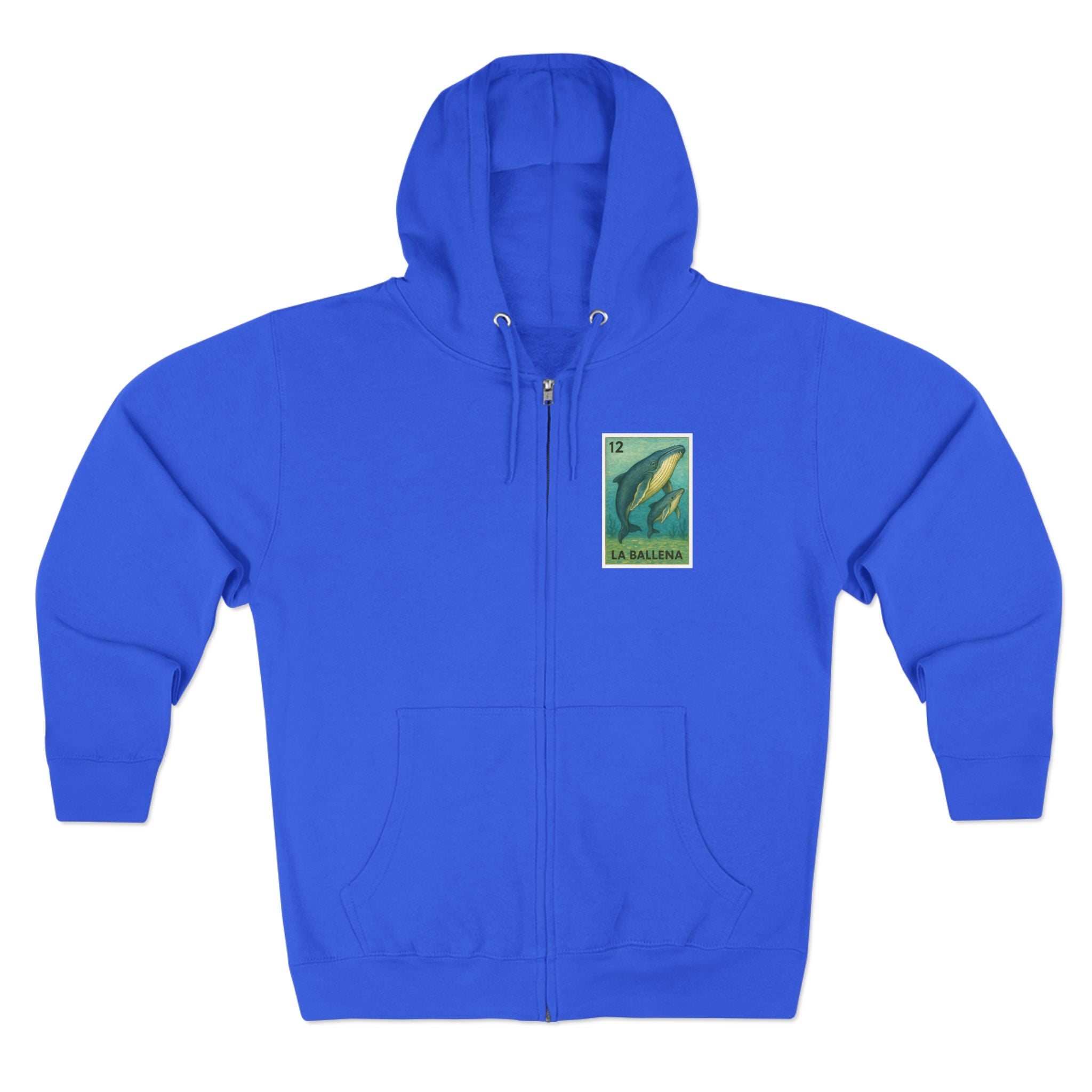Whale Lotería Unisex - Zip Cotton Blend Fleece Hoodie (La Ballena)