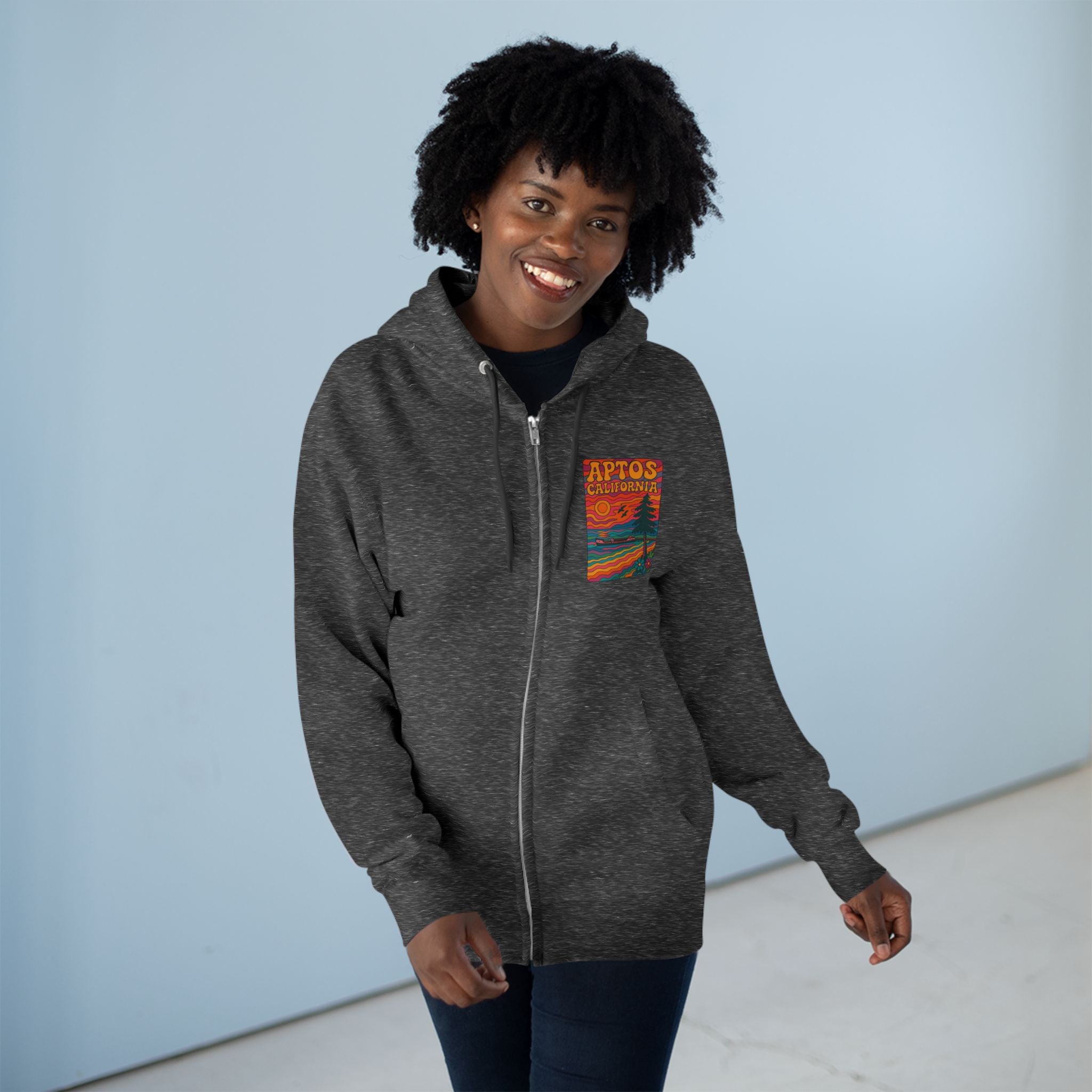 Aptos California Psychedelic Unisex - Zip Cotton Blend Fleece Hoodie