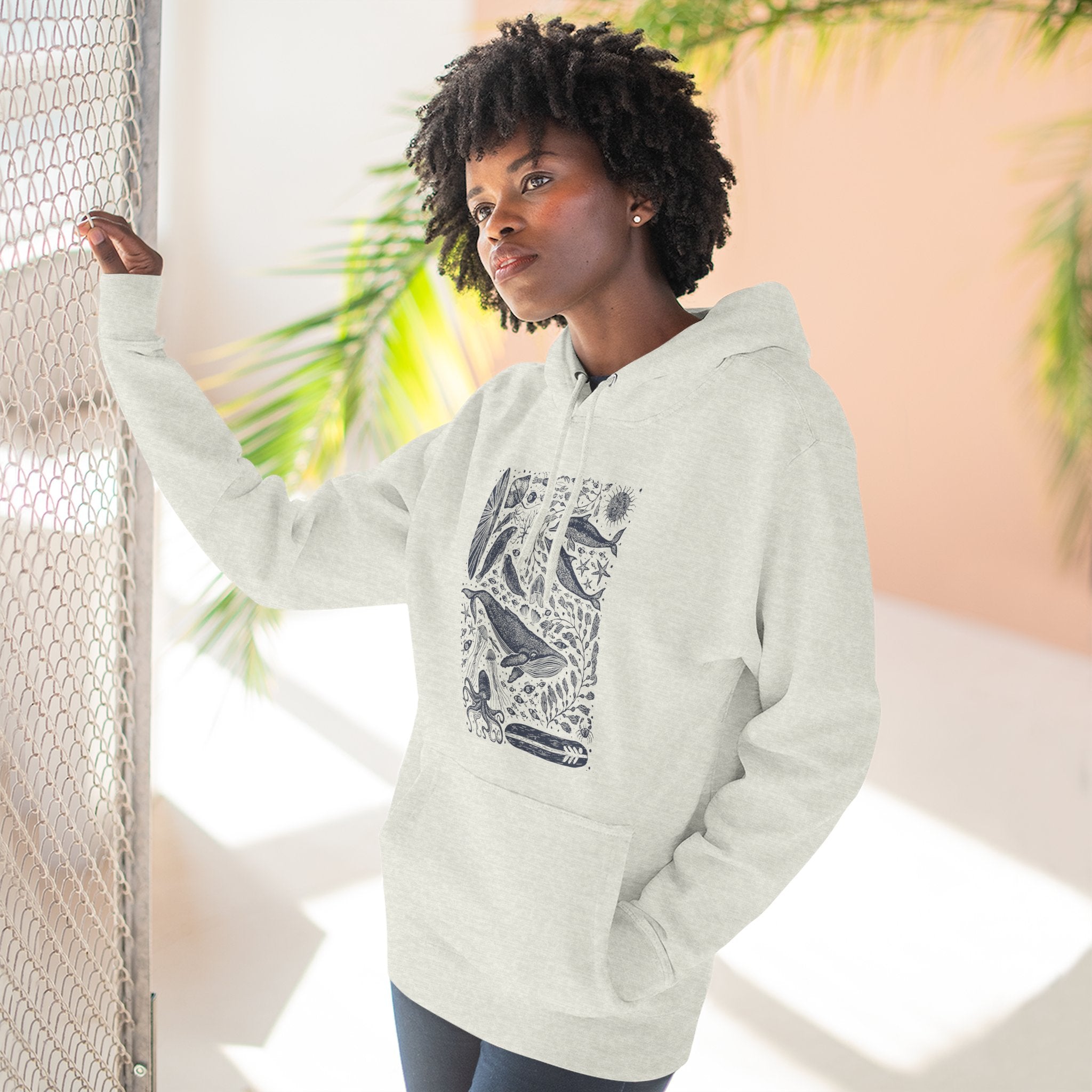 Ventana Marine Life by Lili Arnold Unisex - Pull-Over Cotton Blend Fleece Hoodie