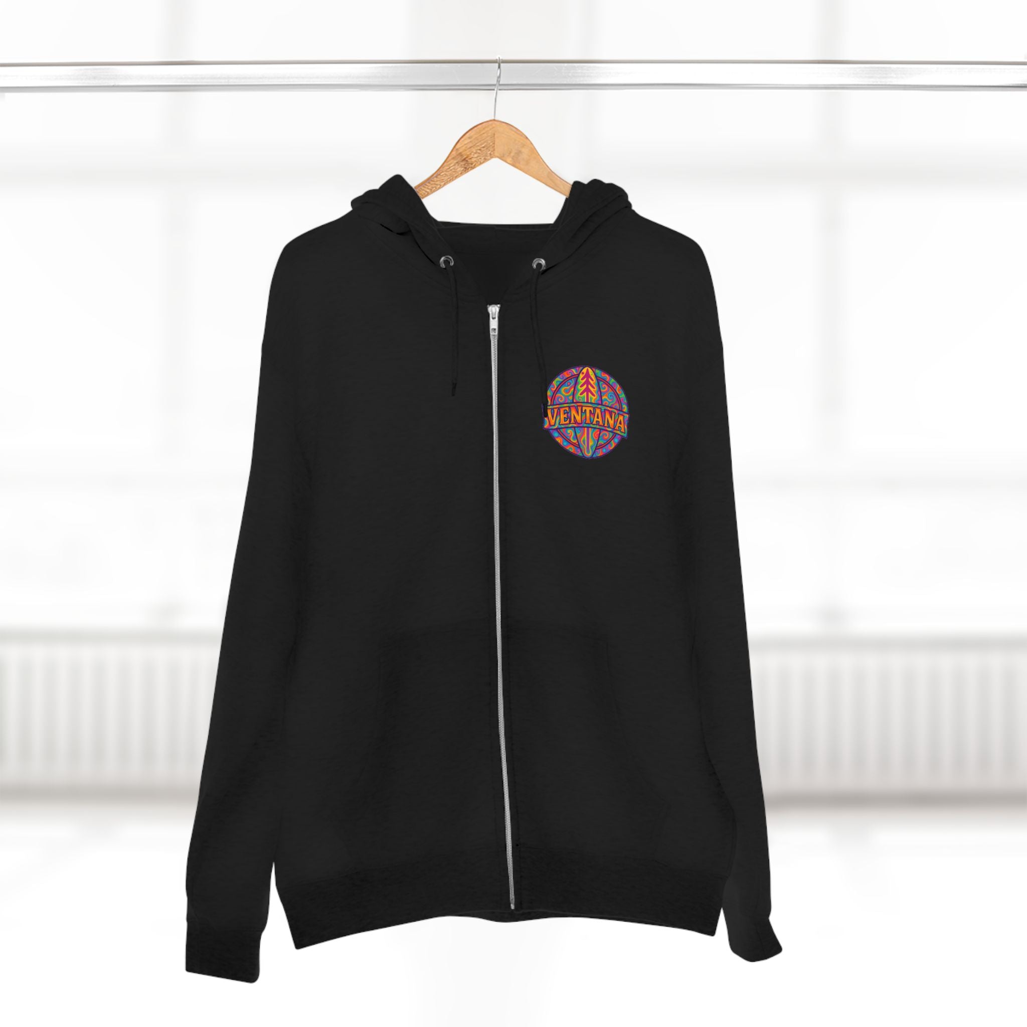Ventana Psychedelic Treefish Logo Unisex - Zip Cotton Blend Fleece Hoodie