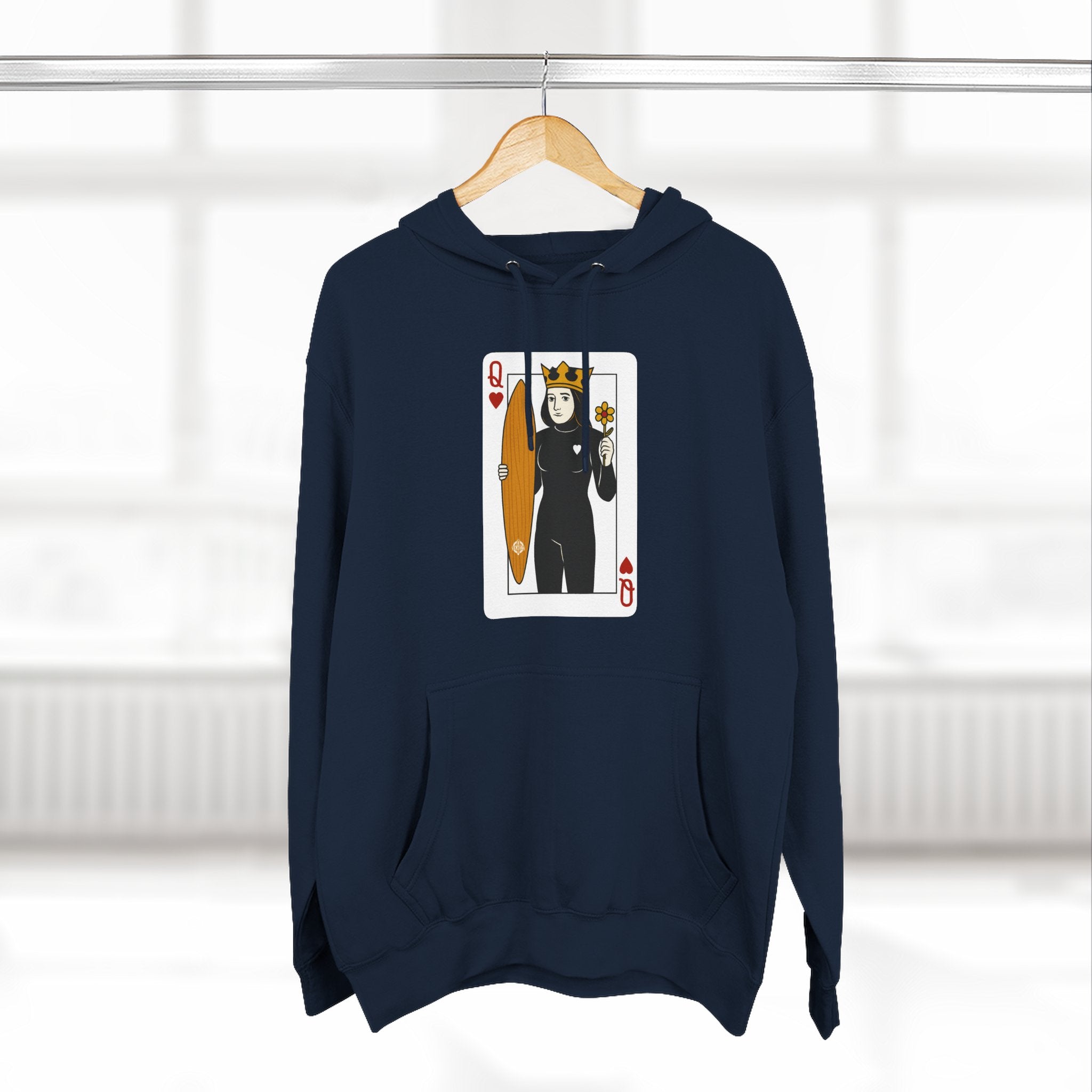 Queen of Hearts Surfer Unisex - Pull-Over Cotton Blend Fleece Hoodie