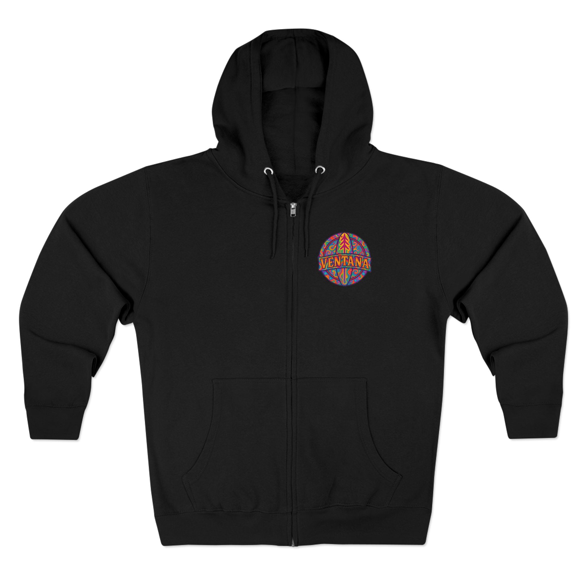 Ventana Psychedelic Treefish Logo Unisex - Zip Cotton Blend Fleece Hoodie