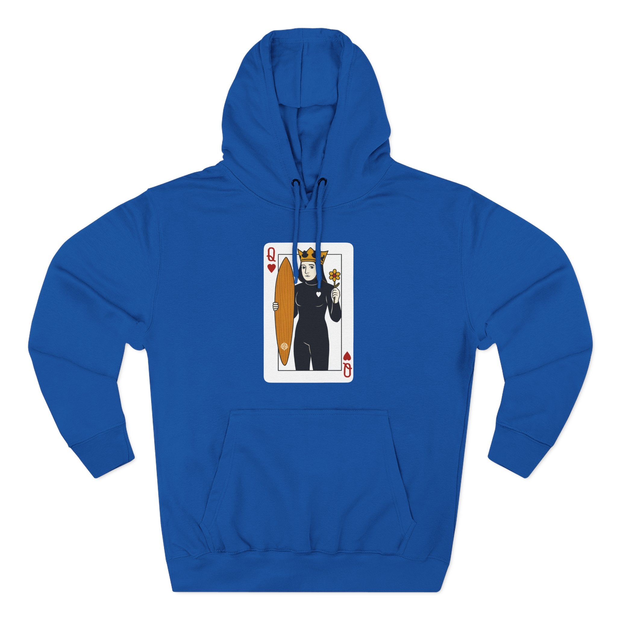 Queen of Hearts Surfer Unisex - Pull-Over Cotton Blend Fleece Hoodie