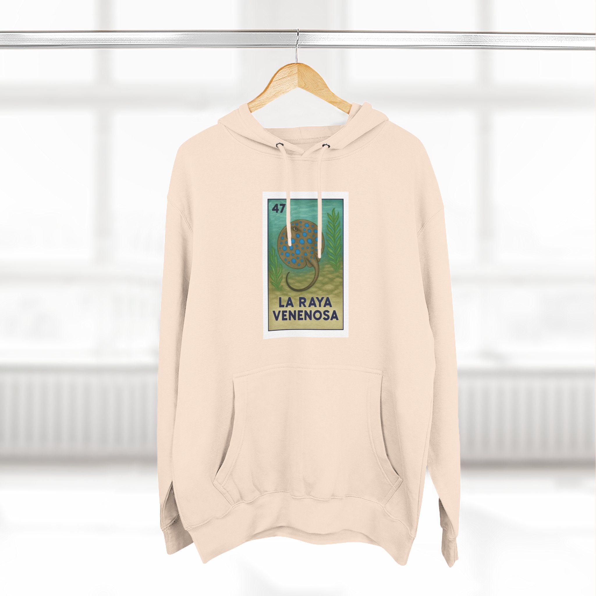 Stingray Lotería Unisex - Pull-Over Cotton Blend Fleece Hoodie (La Raya Venenosa)