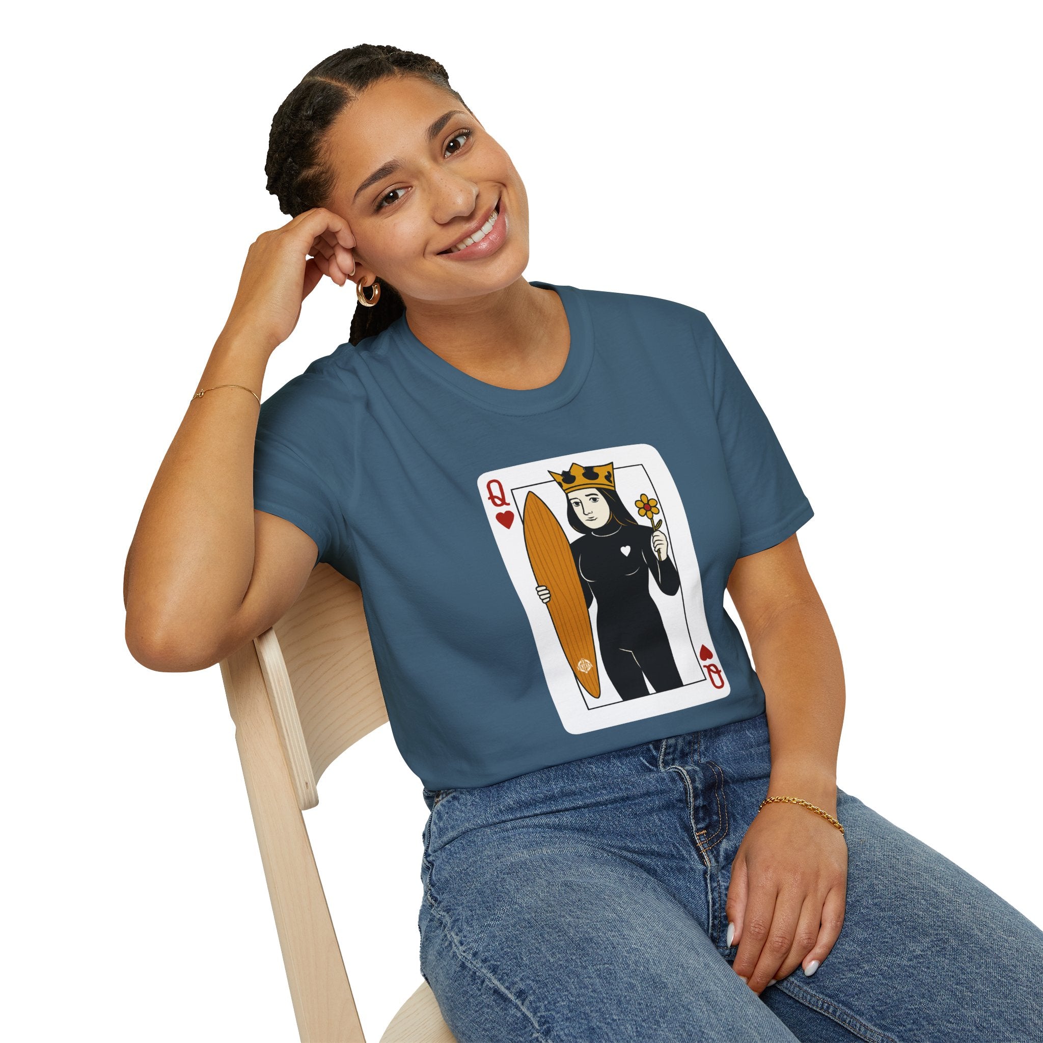 Queen of Hearts Surfer Unisex - U.S. Cotton T-Shirt
