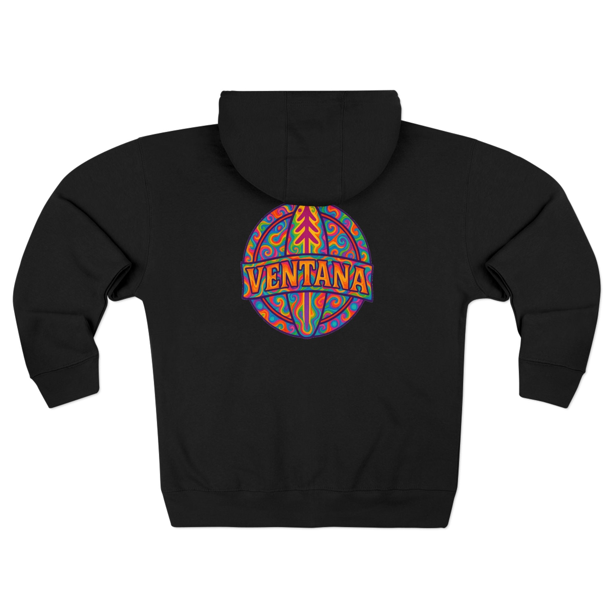 Ventana Psychedelic Treefish Logo Unisex - Zip Cotton Blend Fleece Hoodie