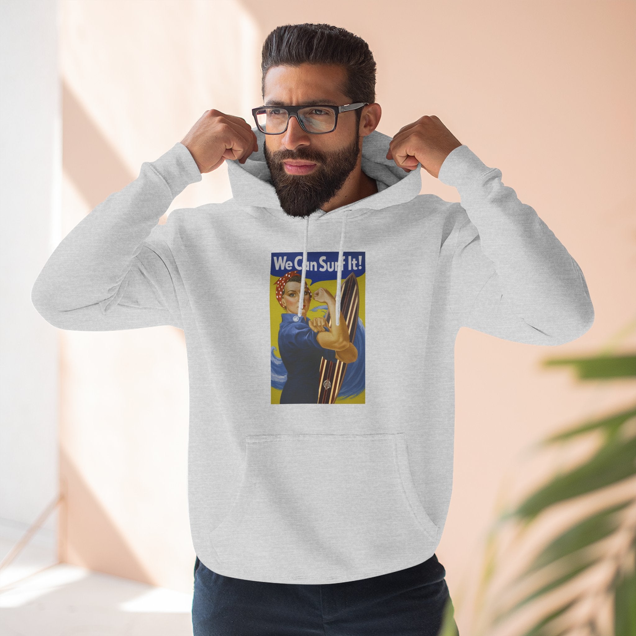 Rosie the Surfer - Pull-Over Cotton Blend Fleece Hoodie