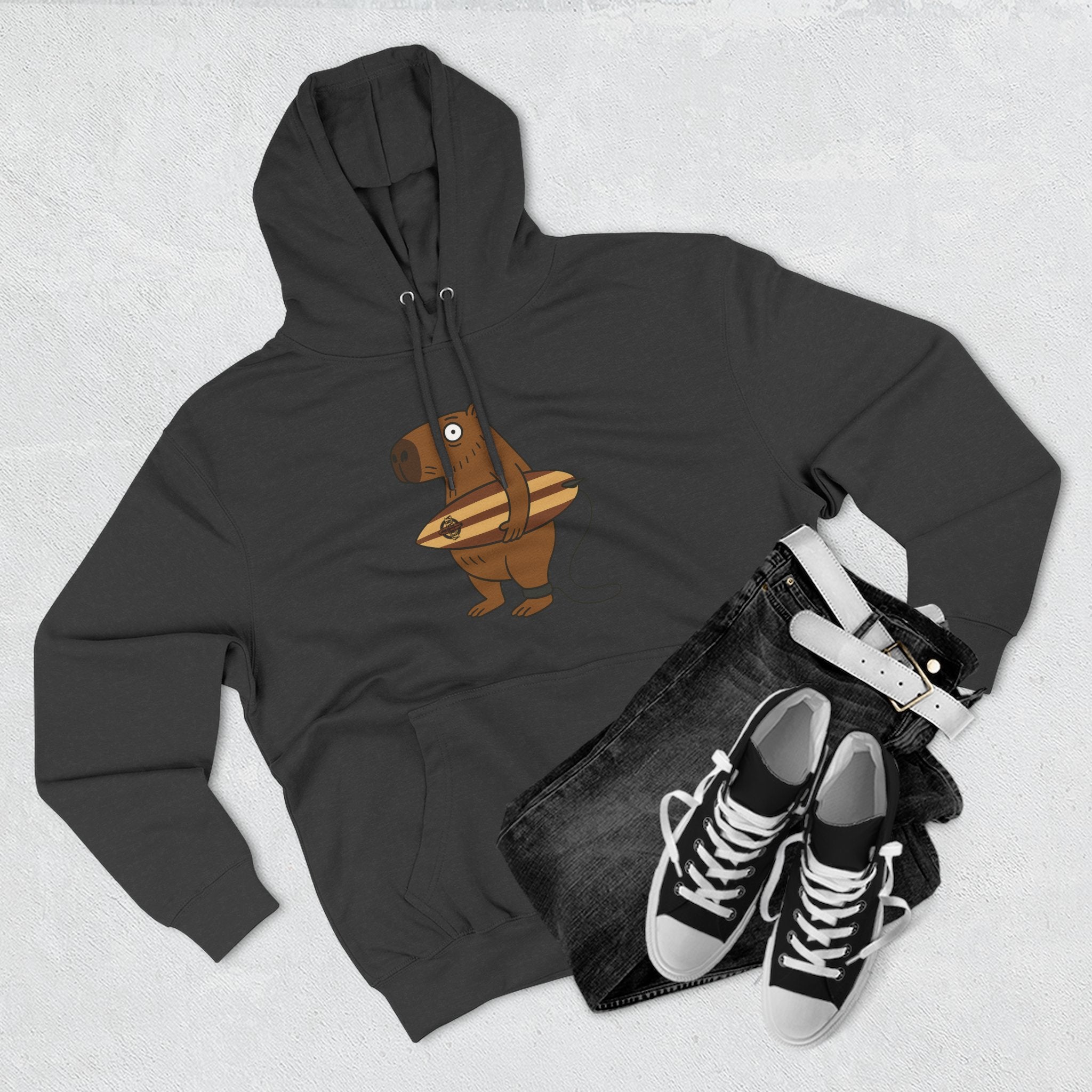 Capybara Surfer Unisex - Pull-Over Cotton Blend Fleece Hoodie