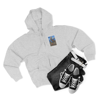Pelican Lotería Unisex - Zip Cotton Blend Fleece Hoodie (El Pelícano)