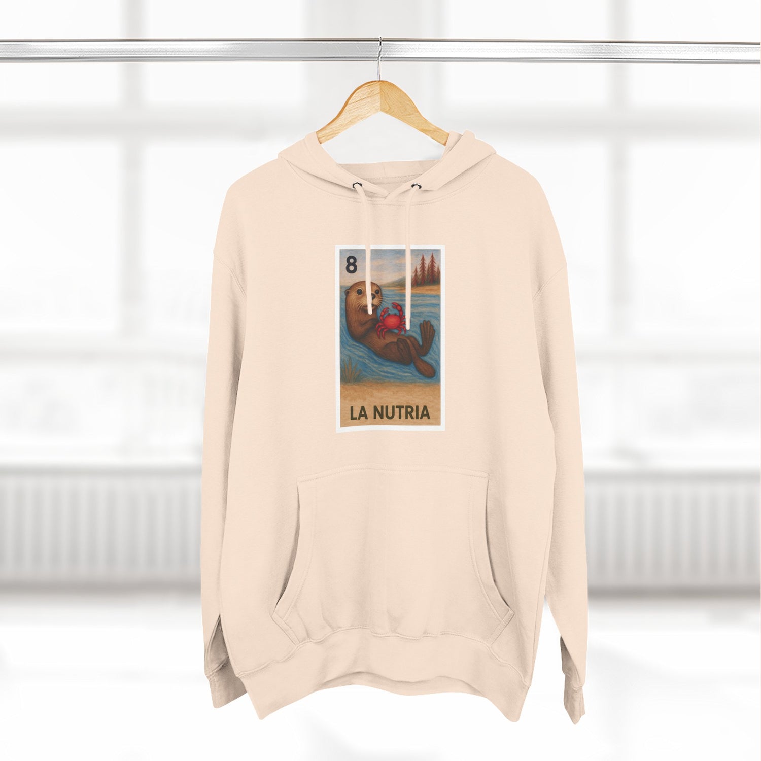 Sea Otter Lotería Unisex - Pull-Over Cotton Blend Fleece Hoodie (La Nutria)