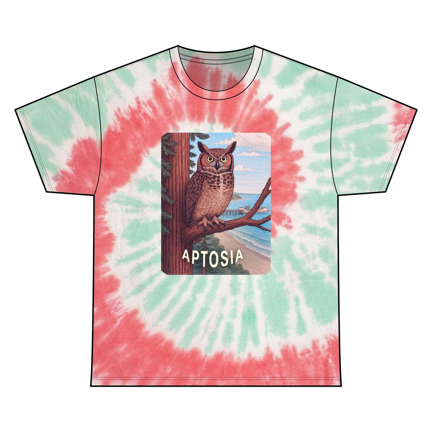 Aptos California Aptosia Owl Tie Dye Unisex - 100% Cotton T-Shirt