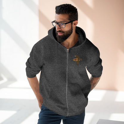 Surfing Grizzly Bear by Fabian Lavater Unisex - Zip Cotton Blend Fleece Hoodie