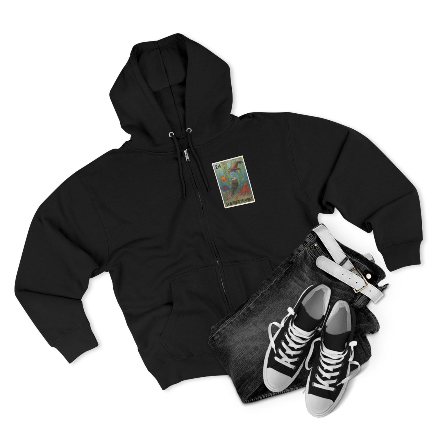 Kelp Forest Lotería Unisex - Zip Cotton Blend Fleece Hoodie (El Bosque de Algas)