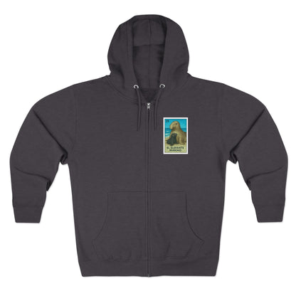 Elephant Seal Lotería Unisex - Zip Cotton Blend Fleece Hoodie (El Elefante Marino)
