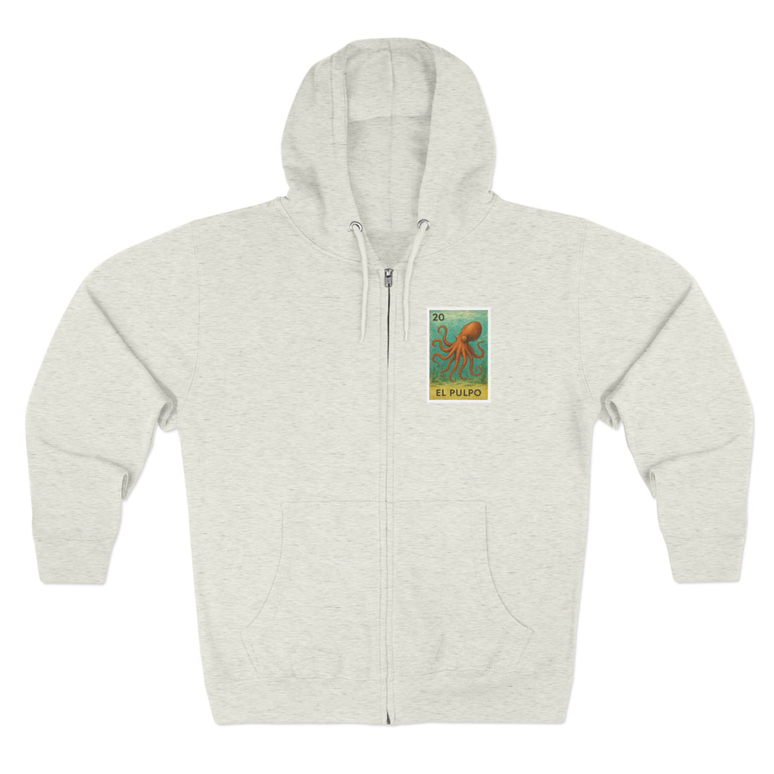 Octopus Lotería Unisex - Zip Cotton Blend Fleece Hoodie (El Pulpo)