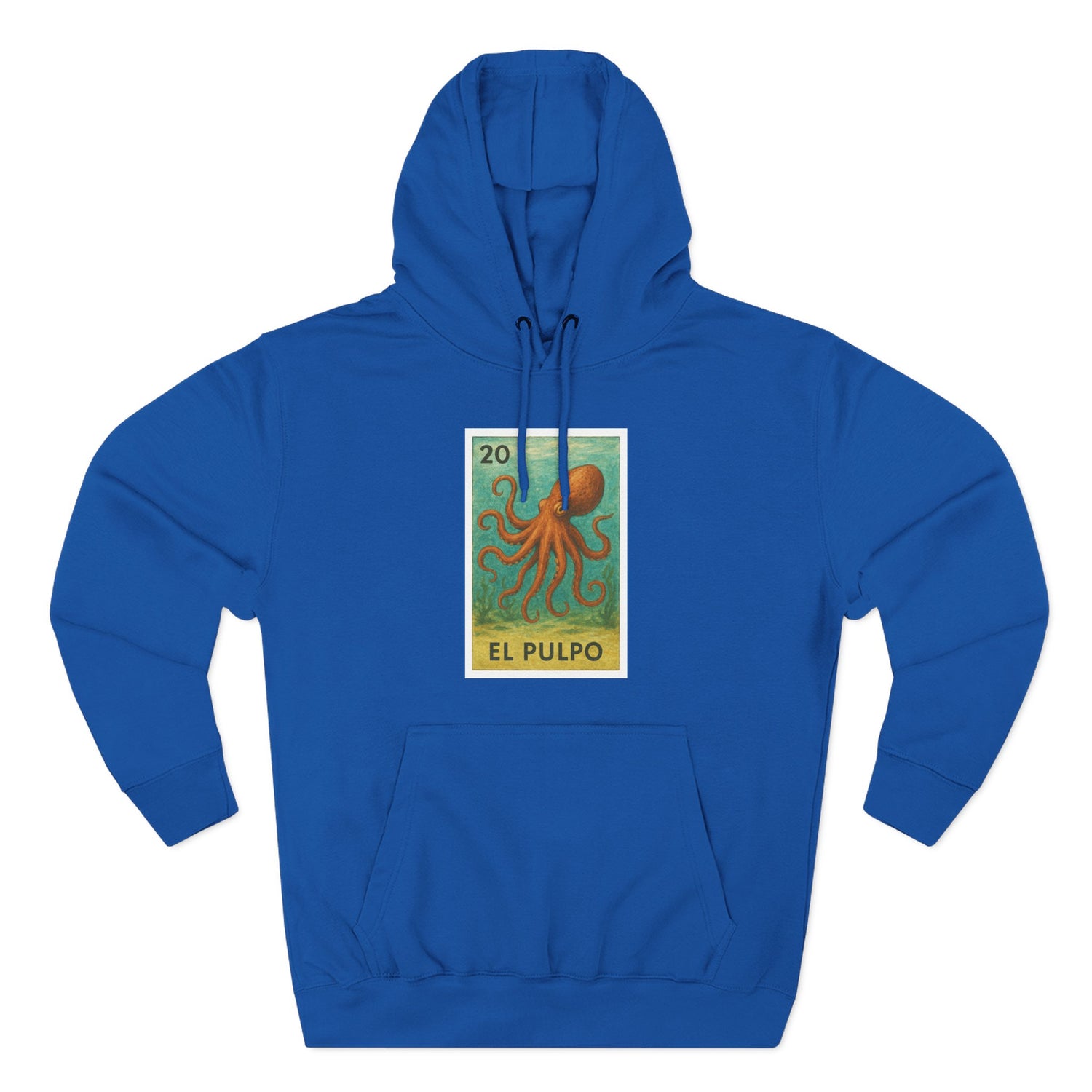 Octopus Lotería Unisex - Pull-Over Cotton Blend Fleece Hoodie (El Pulpo)
