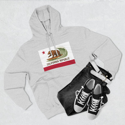 California Surfing Bear Flag Unisex - Pull-Over Cotton Blend Fleece Hoodie