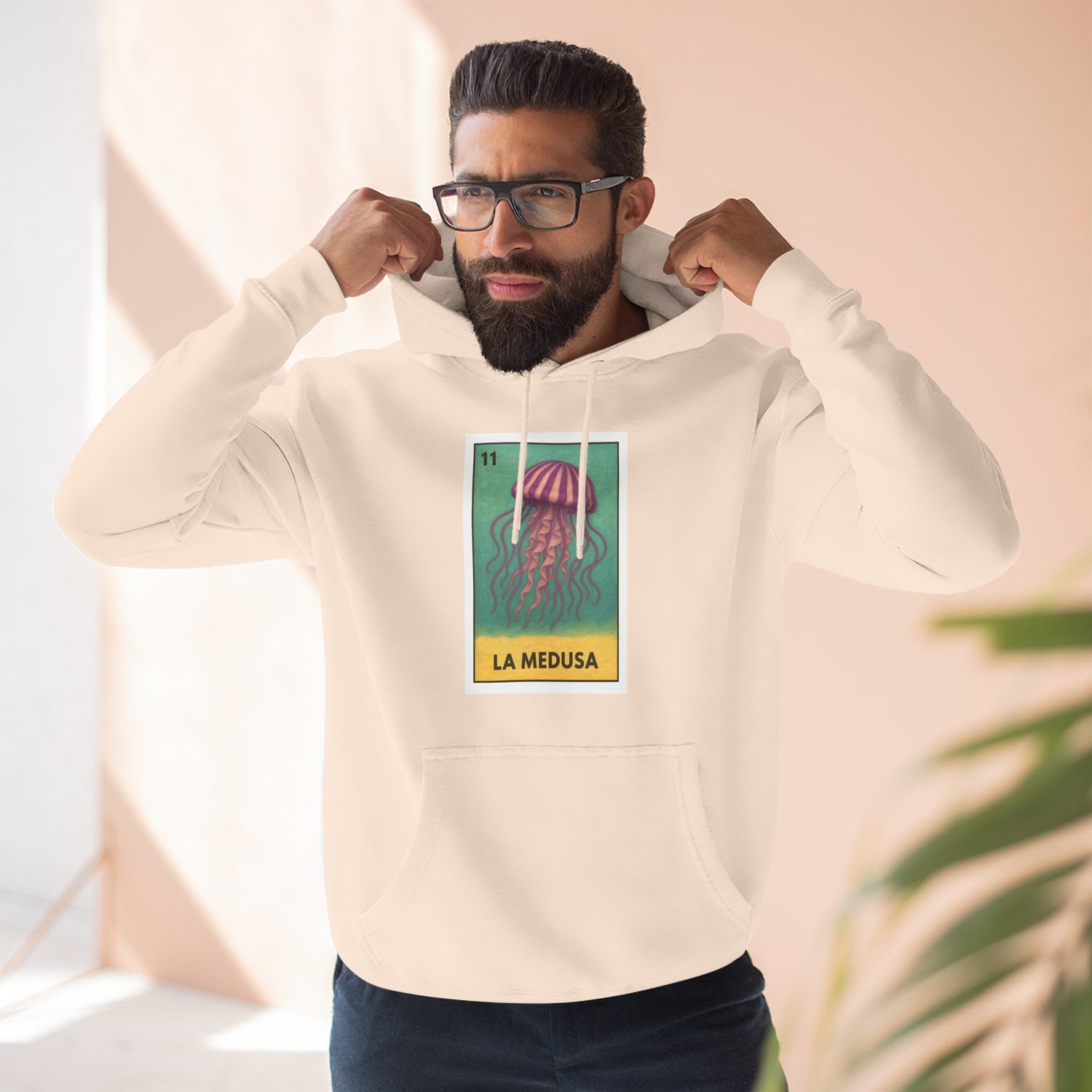 Sea Jelly Lotería Unisex - Pull-Over Cotton Blend Fleece Hoodie (La Medusa)