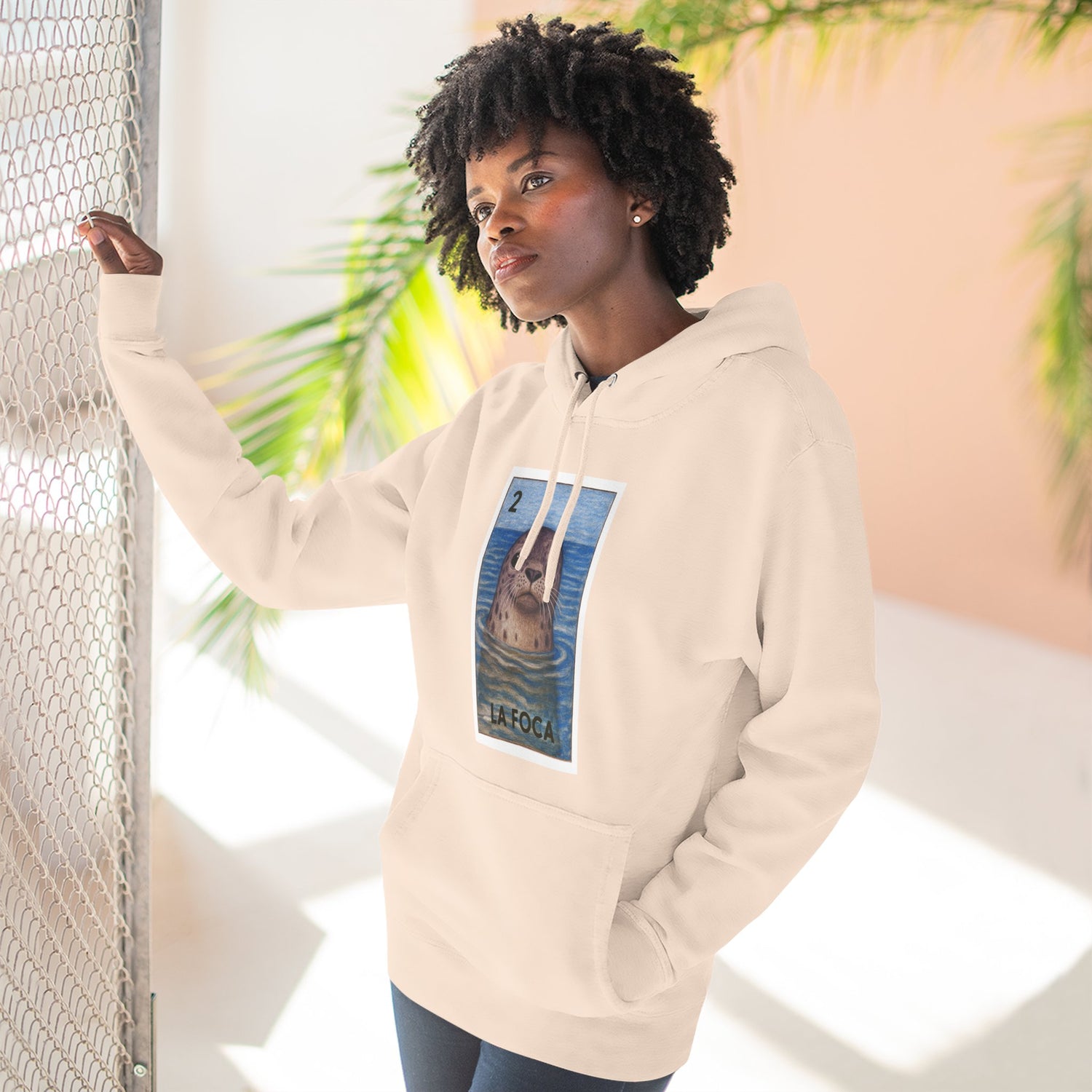 Seal Lotería Unisex - Pull-Over Cotton Blend Fleece Hoodie (La Foca)