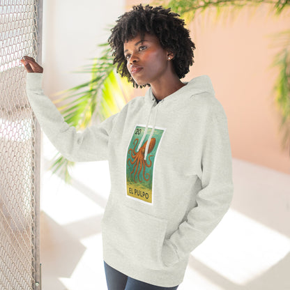 Octopus Lotería Unisex - Pull-Over Cotton Blend Fleece Hoodie (El Pulpo)
