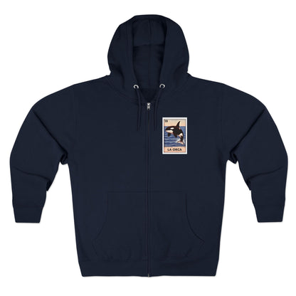 Orca Lotería Unisex - Zip Cotton Blend Fleece Hoodie (La Orca)