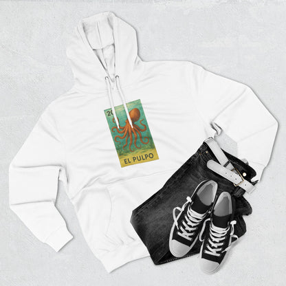 Octopus Lotería Unisex - Pull-Over Cotton Blend Fleece Hoodie (El Pulpo)