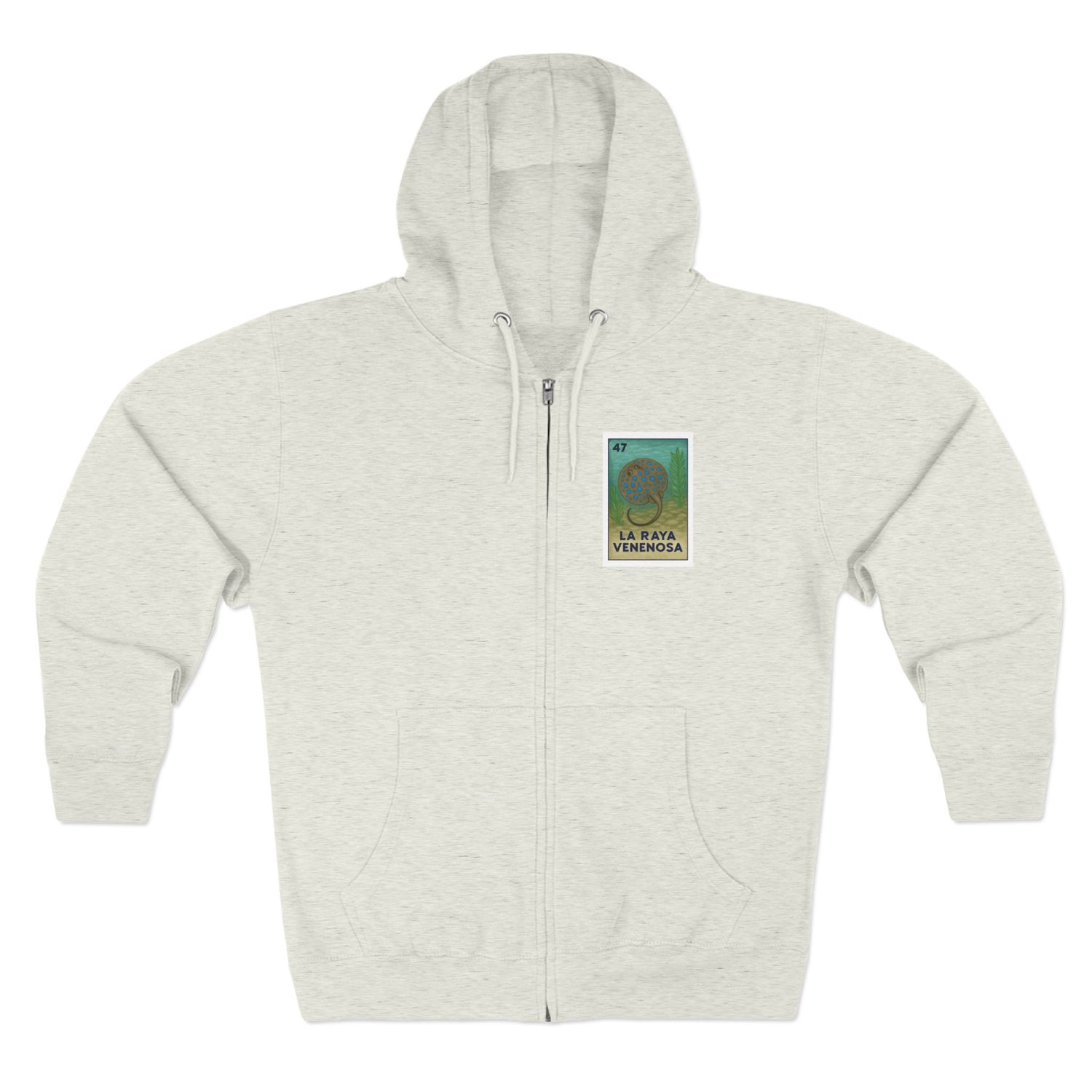 Stingray Lotería Unisex - Zip Cotton Blend Fleece Hoodie (La Raya Venenosa)
