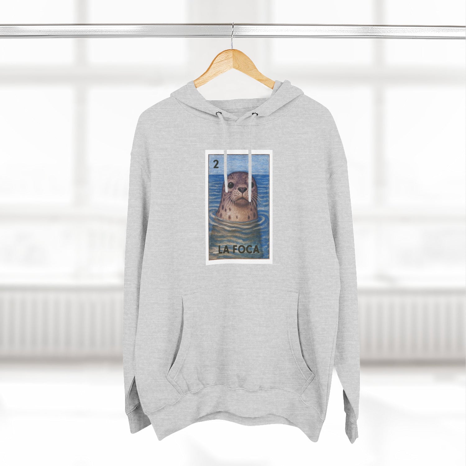 Seal Lotería Unisex - Pull-Over Cotton Blend Fleece Hoodie (La Foca)