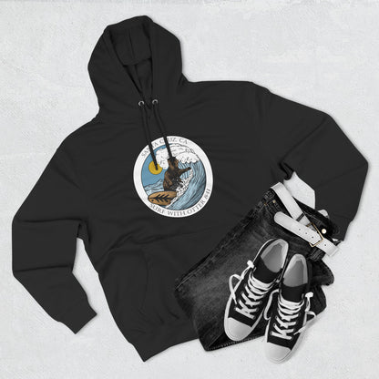 Surf with Otter 841 by Thiago Bianchini Unisex - Pull-Over Cotton Blend Fleece Hoodie