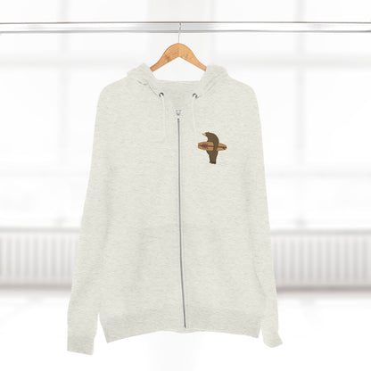 Surfing Grizzly Bear by Fabian Lavater Unisex - Zip Cotton Blend Fleece Hoodie