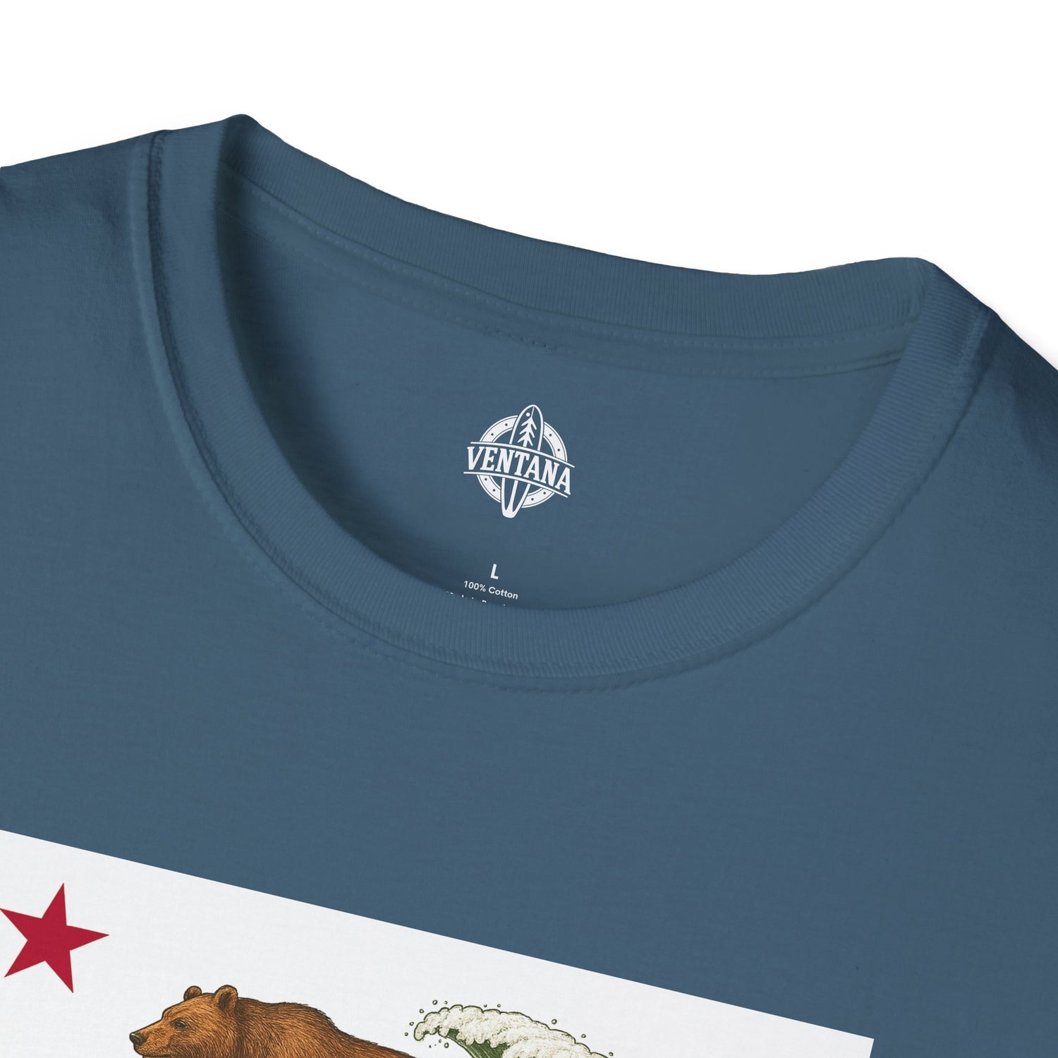 California Surfing Bear Flag Unisex - Soft Style U.S. Cotton T-Shirt