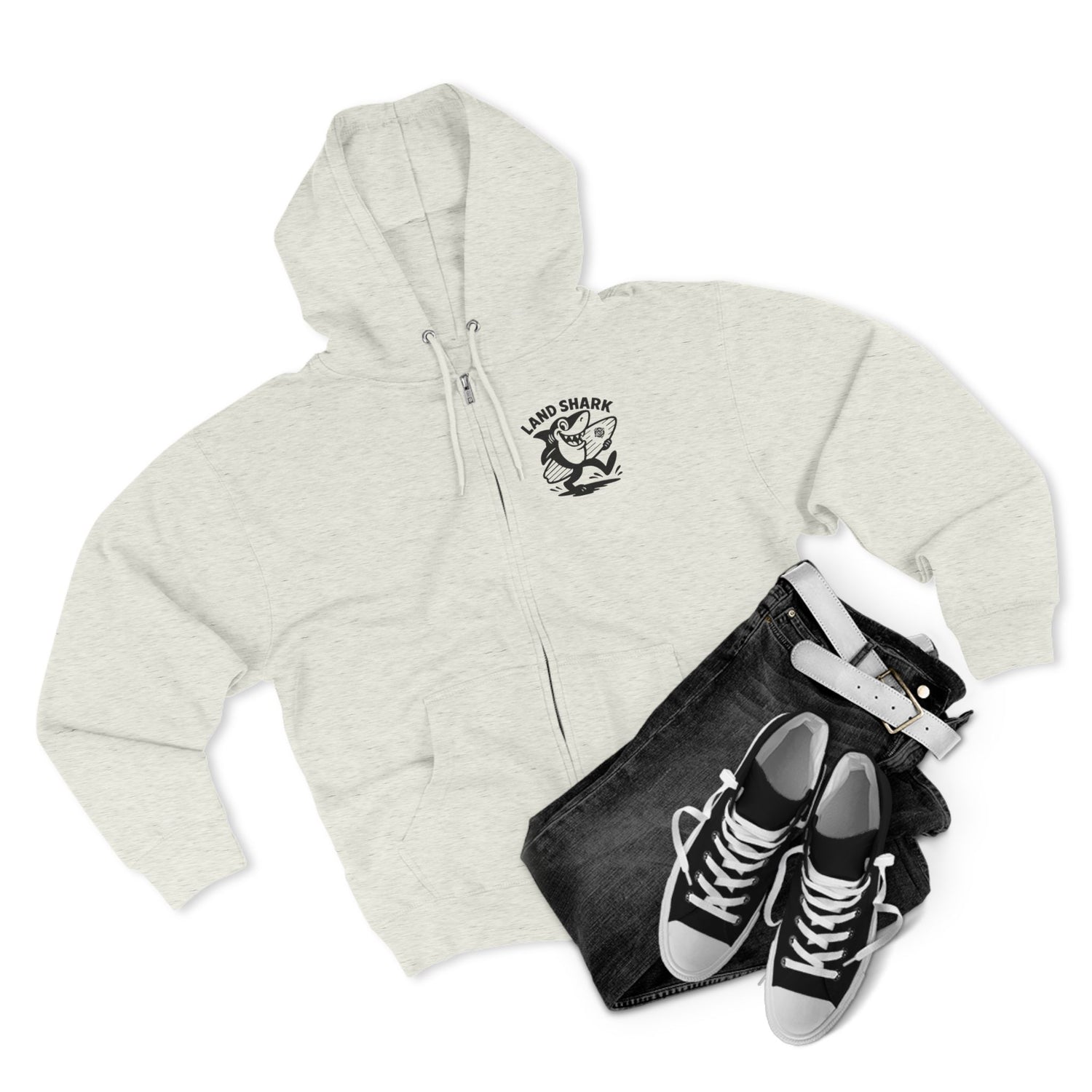Land Shark Unisex - Zip Cotton Blend Fleece Hoodie